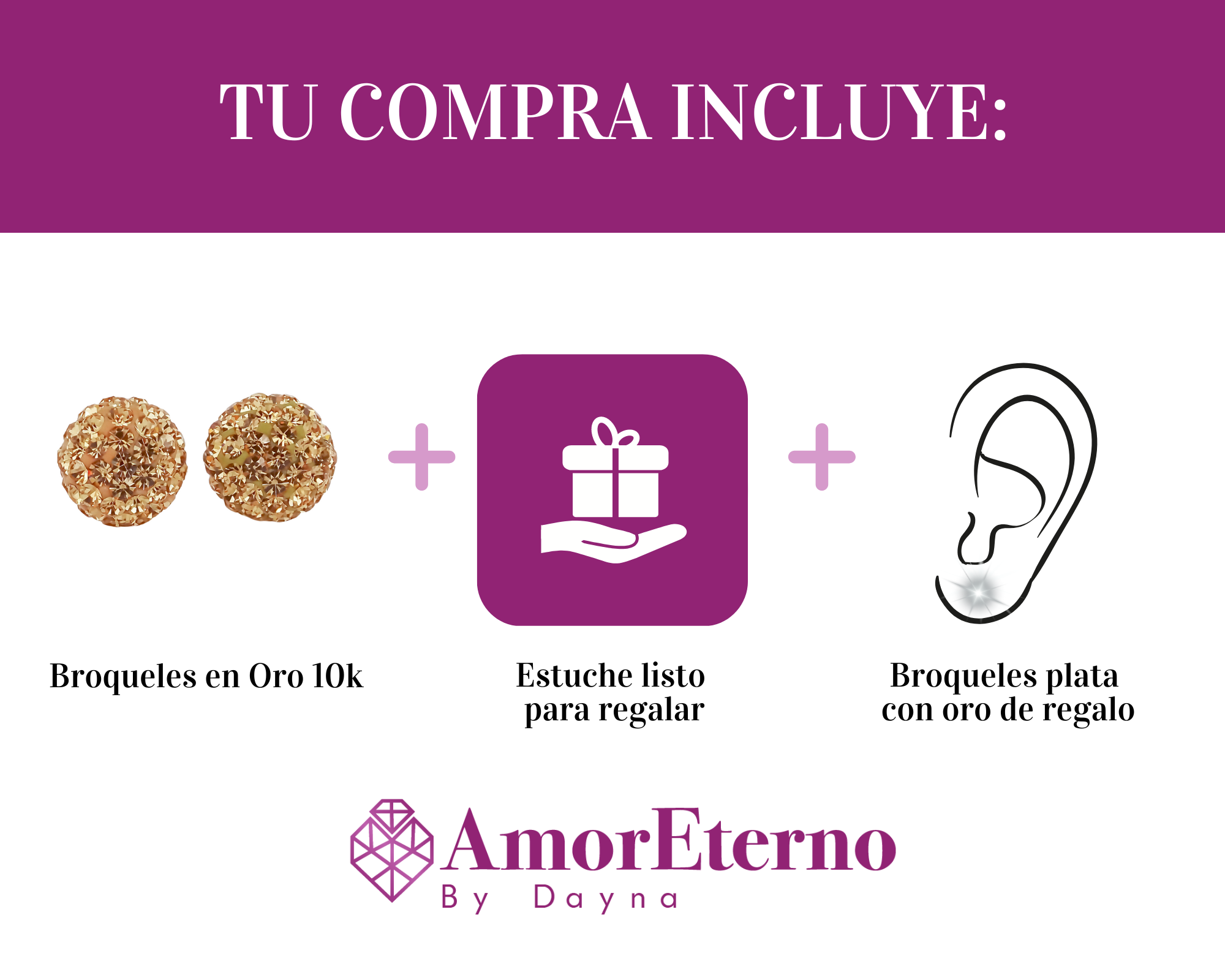 Amor Eterno - Broqueles Esferas Grandes / Aretes / Oro 10k / Golden
