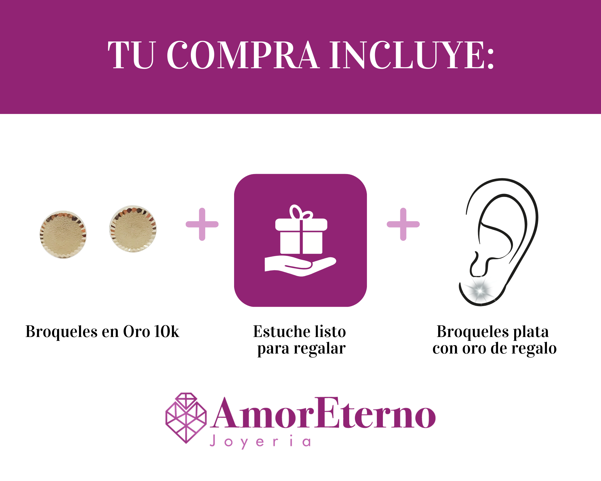 Amor Eterno - Broqueles / Circulo Azucarado Bebé / Oro 10k