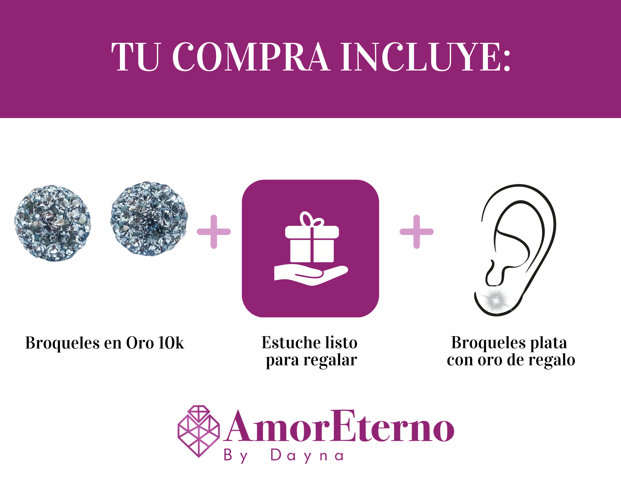 Amor Eterno - Broqueles Esferas Grandes / Aretes / Oro 10k / Azul