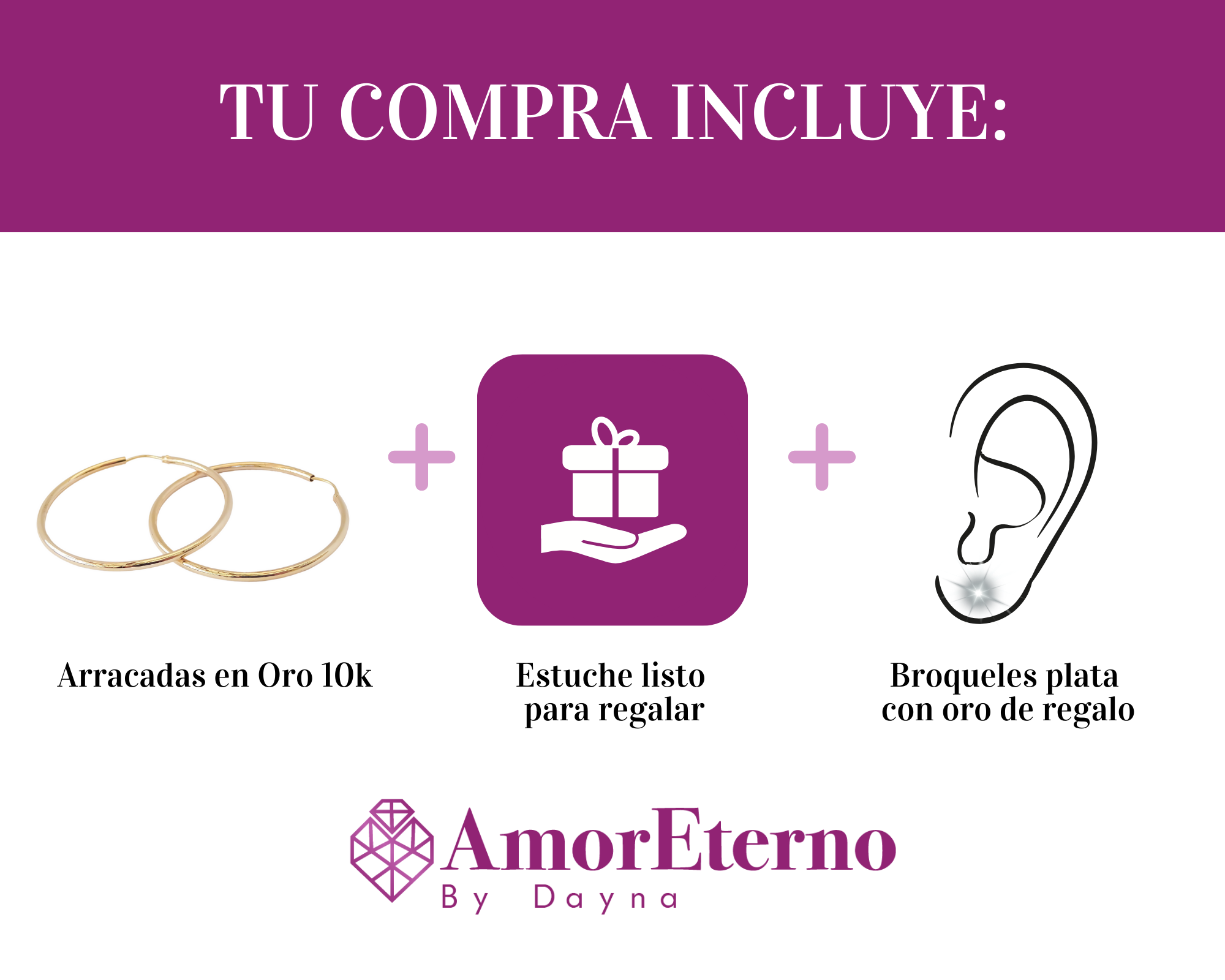 Amor Eterno - Arracadas Coquetas Grandes / Oro 10k