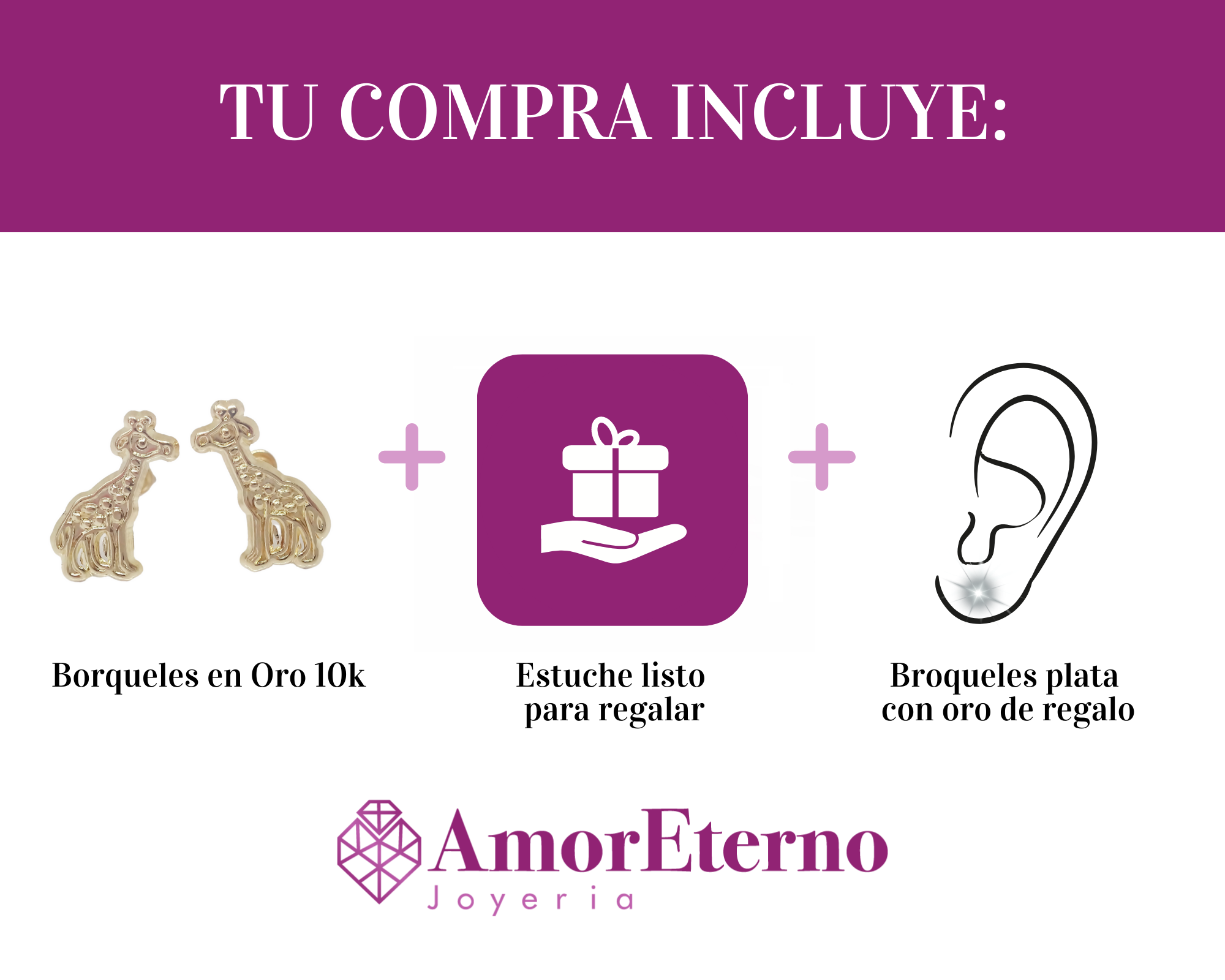 Amor Eterno - Broqueles Aretes / Jirafa / Oro 10k