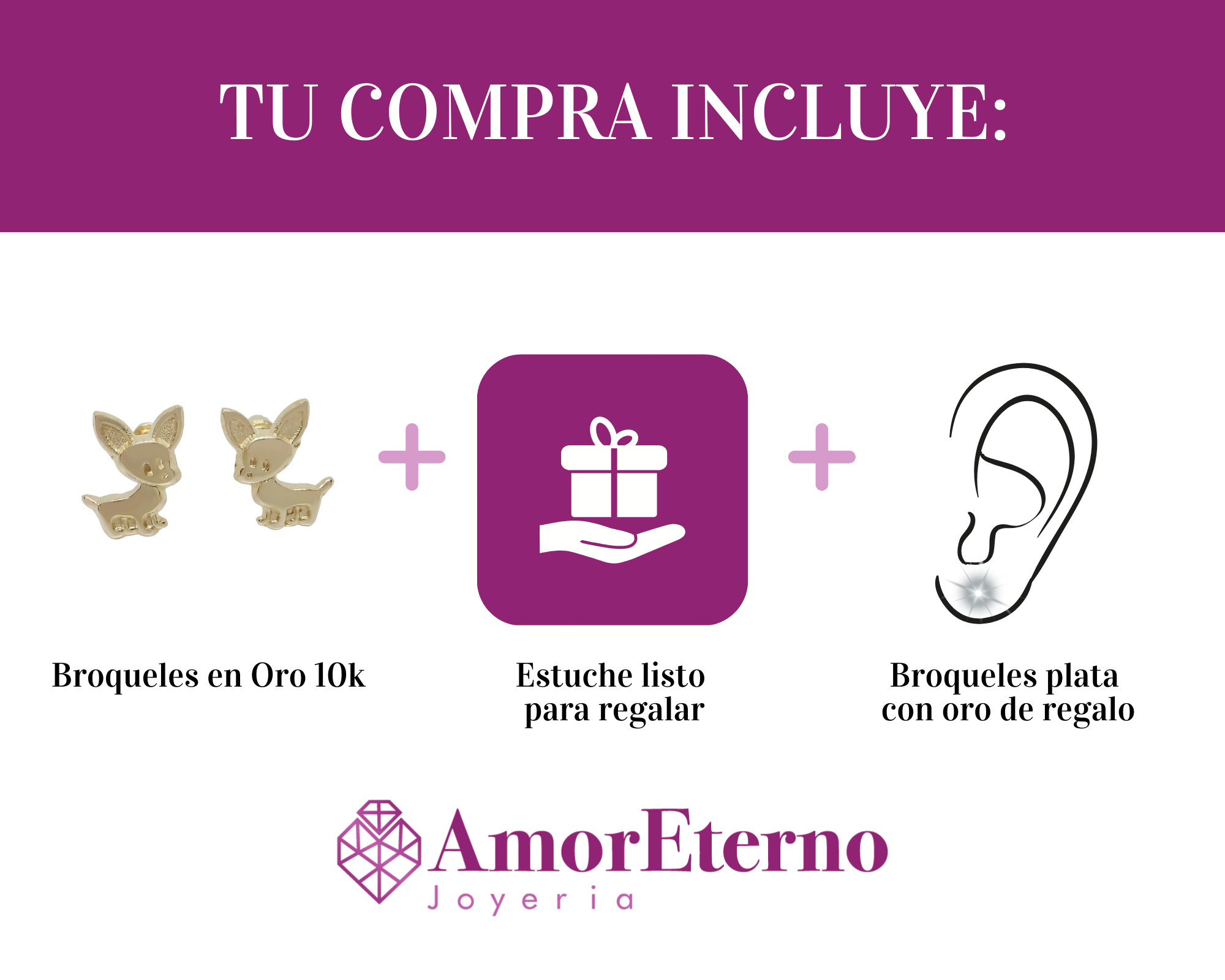 Amor Eterno - Broqueles Aretes / Perrito Chihuahua / Oro 10k