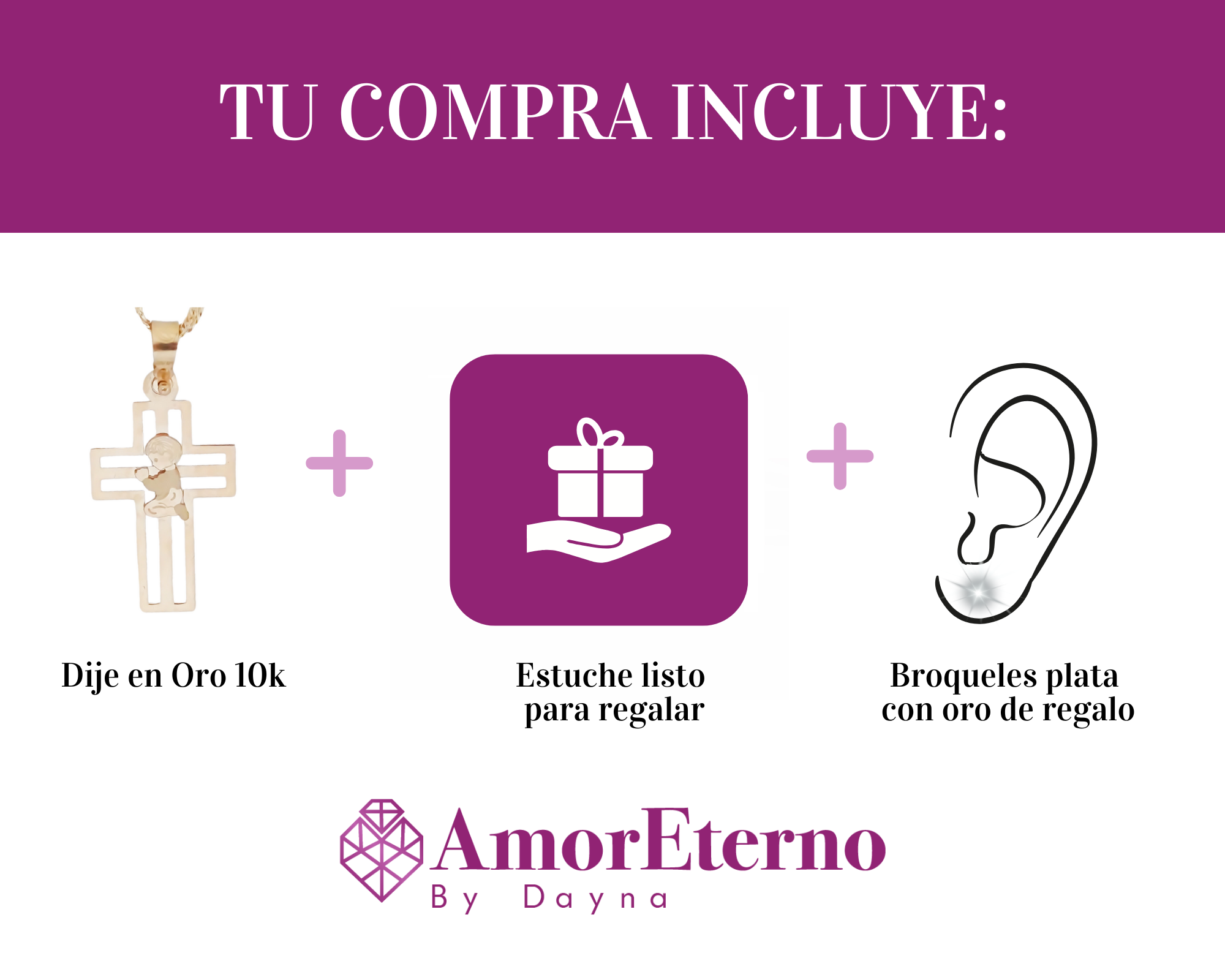 Amor Eterno - Dije Ángel Cruz / Oro Sólido 10k