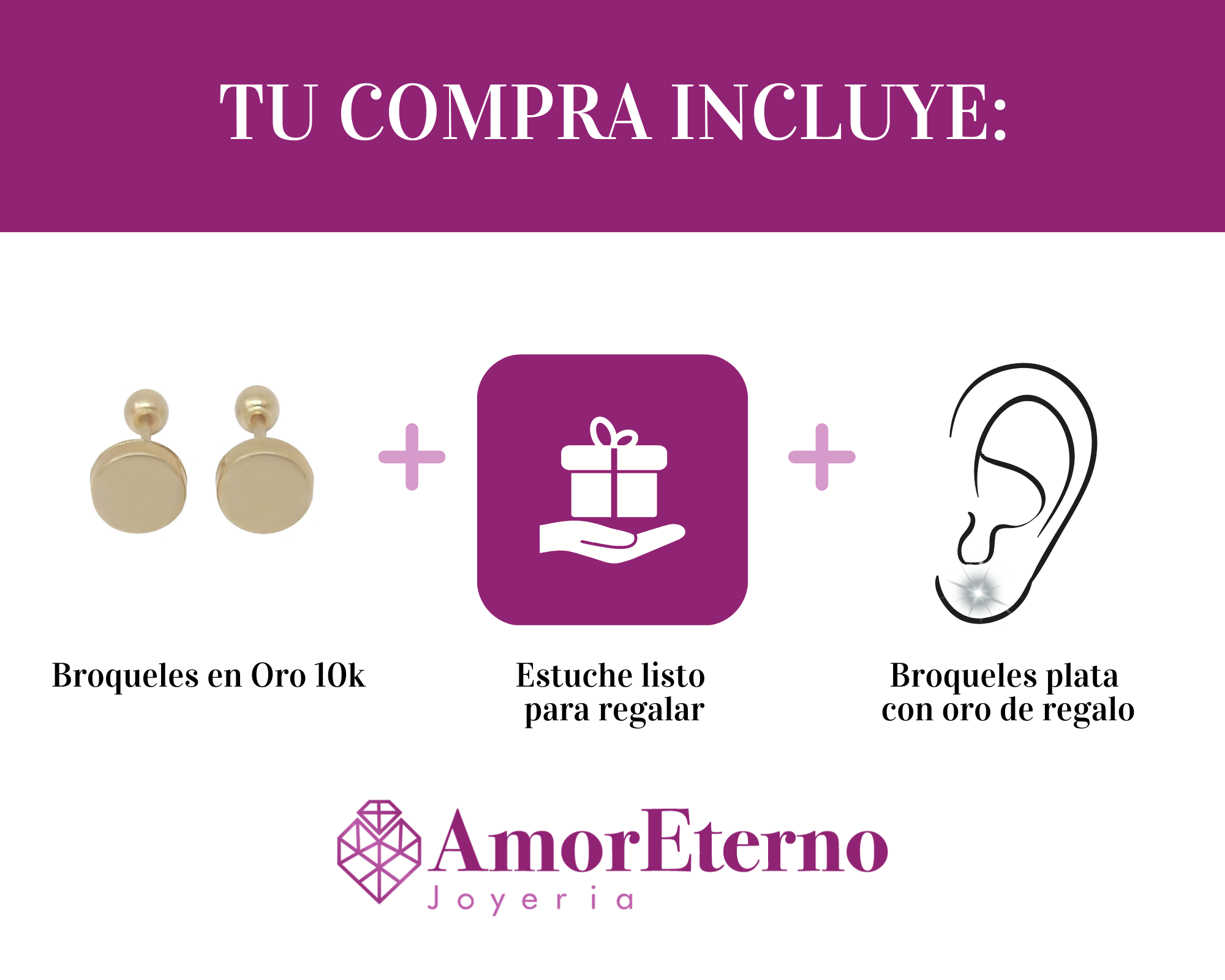 Amor Eterno - Broqueles Circulo Basic Bebé Aretes / Oro 10k