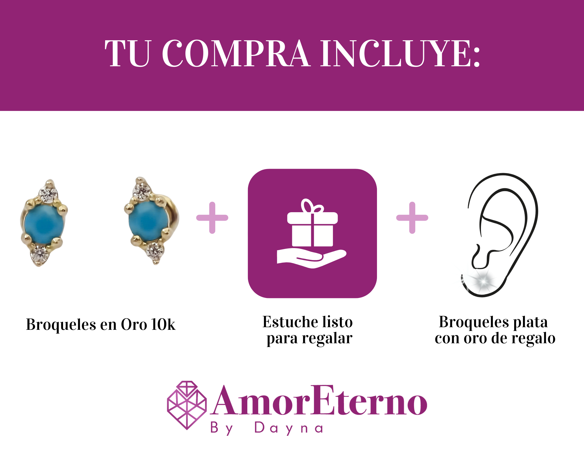 Amor Eterno - Broqueles Peineta Mini Lapislázuli / Oro 10k