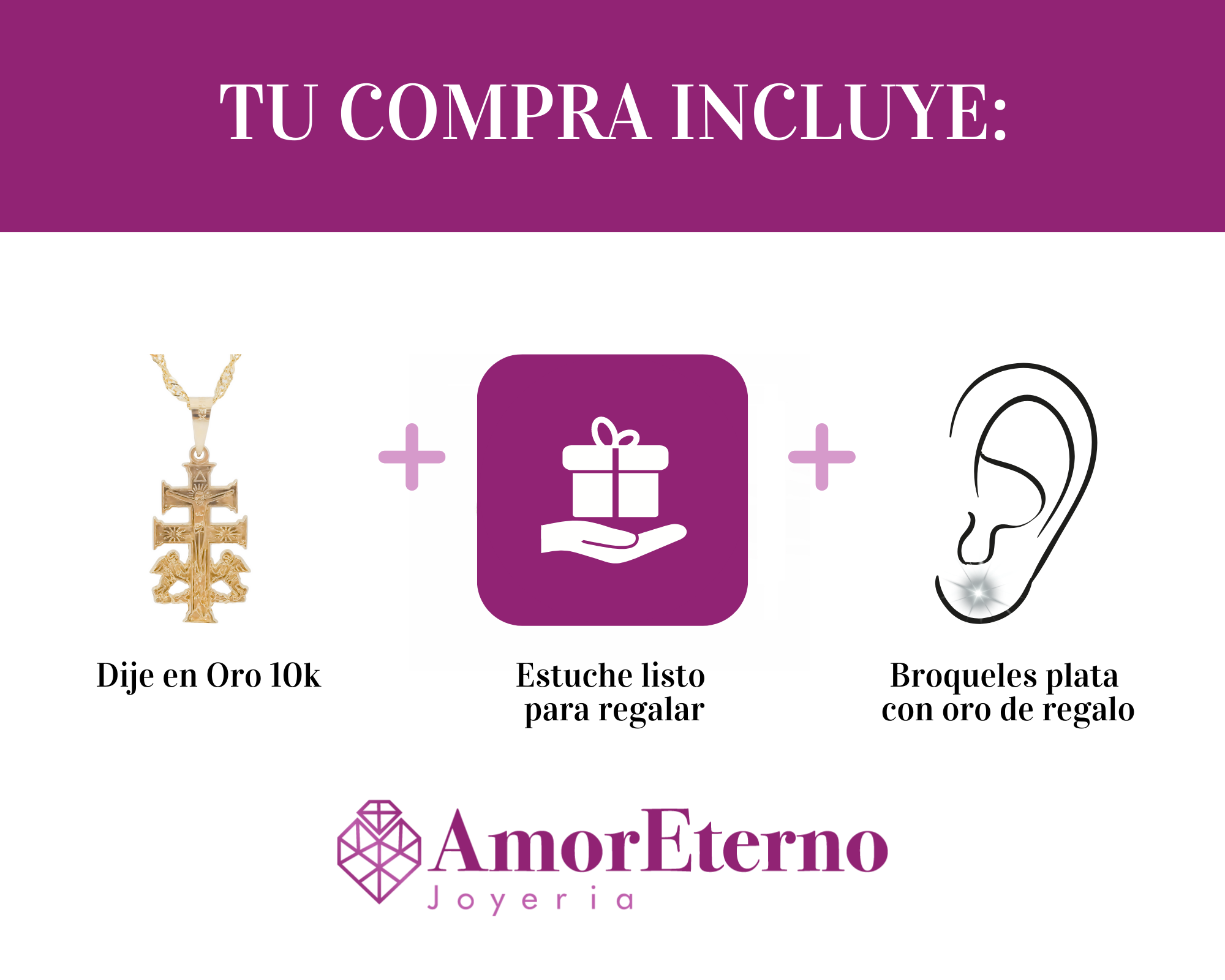 Amor Eterno - Dije Cruz De Caravaca / Oro 10k