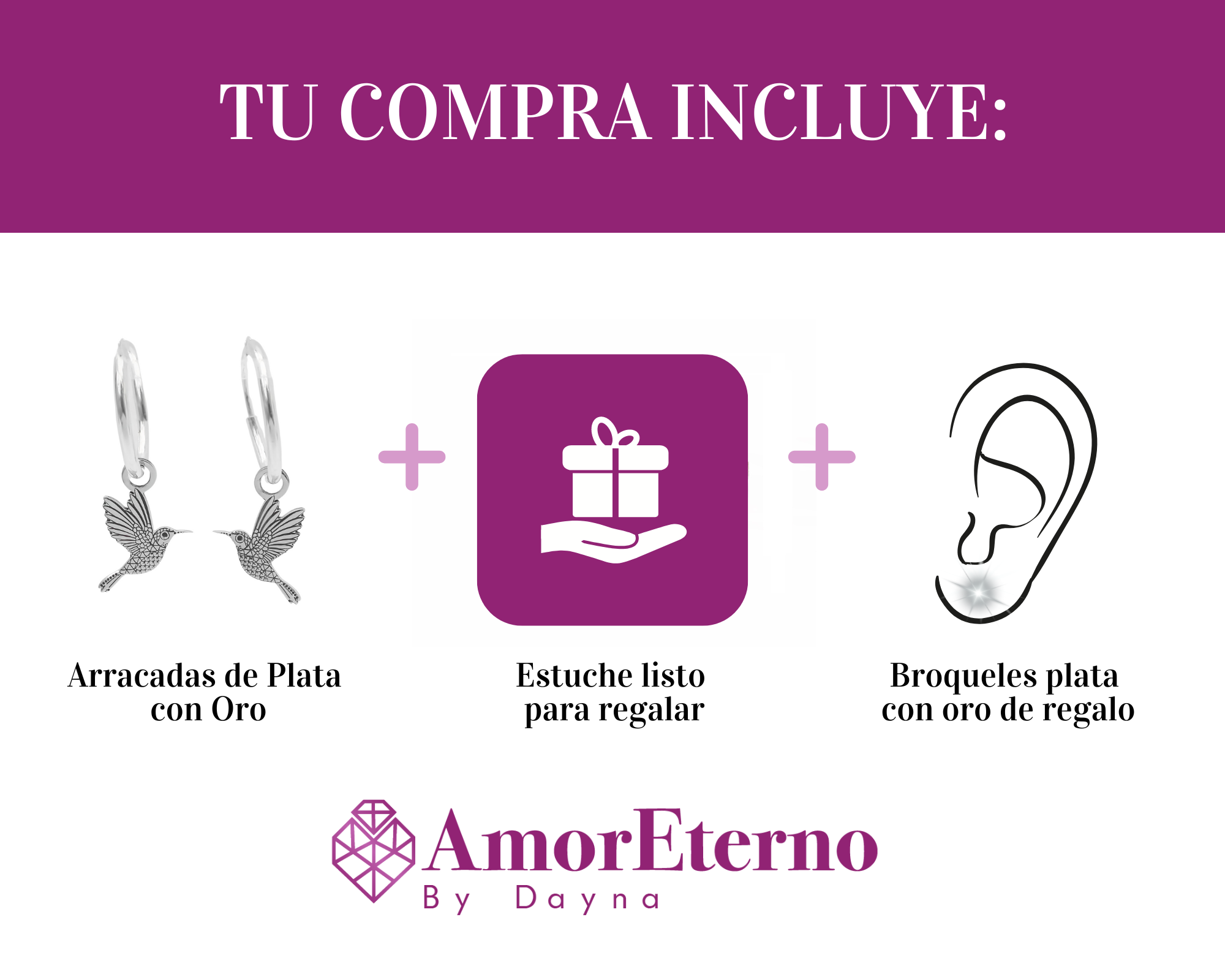 Amor Eterno - Colibrí Con Arracada / Plata Con Oro