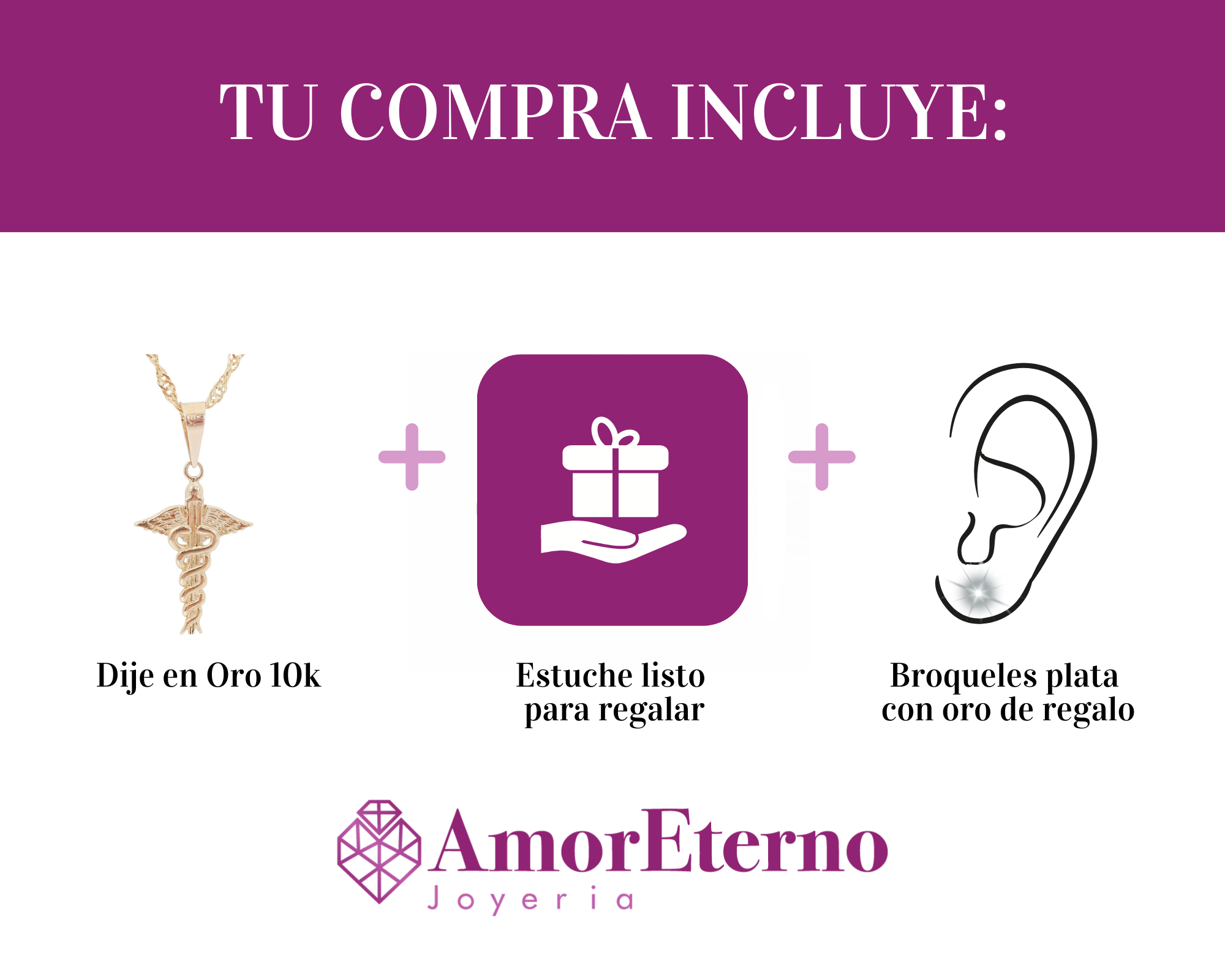 Amor Eterno - Dije Medicina / Oro Sólido 10k