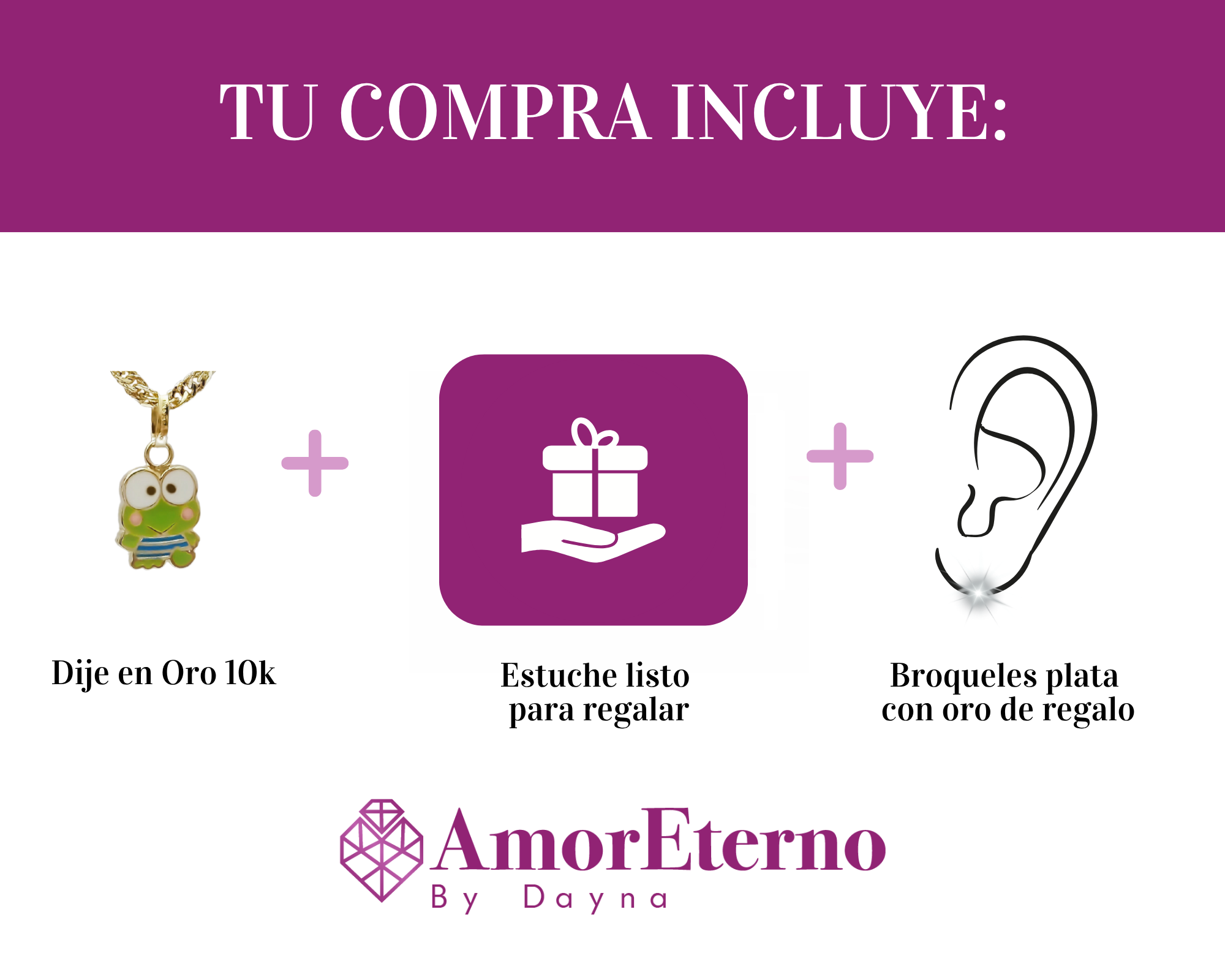 Amor Eterno - Dije Keroppi / Oro Sólido 10k