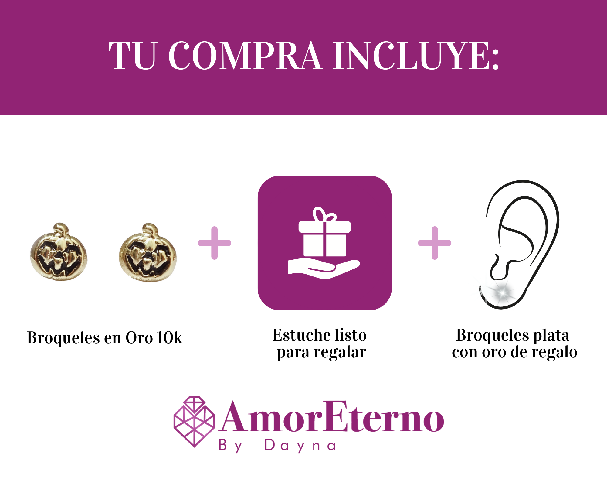 Amor Eterno - Broqueles Calabaza / Aretes / Oro 10k