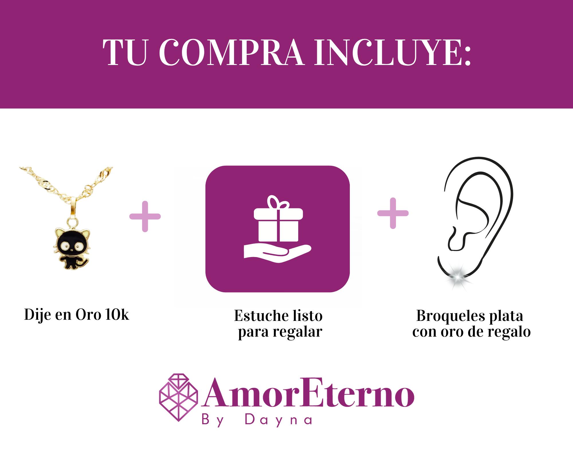 Amor Eterno - Dije Chococat / Oro Sólido 10k