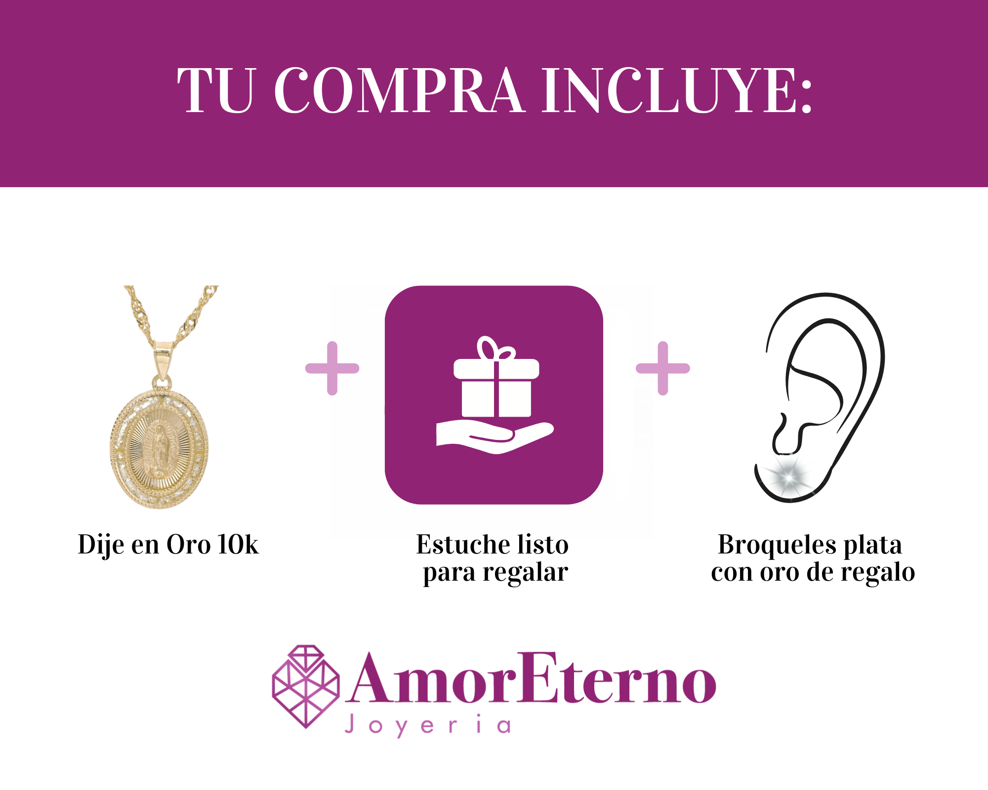 Amor Eterno - Medalla Virgen Elegante 10k + Cadena de Regalo