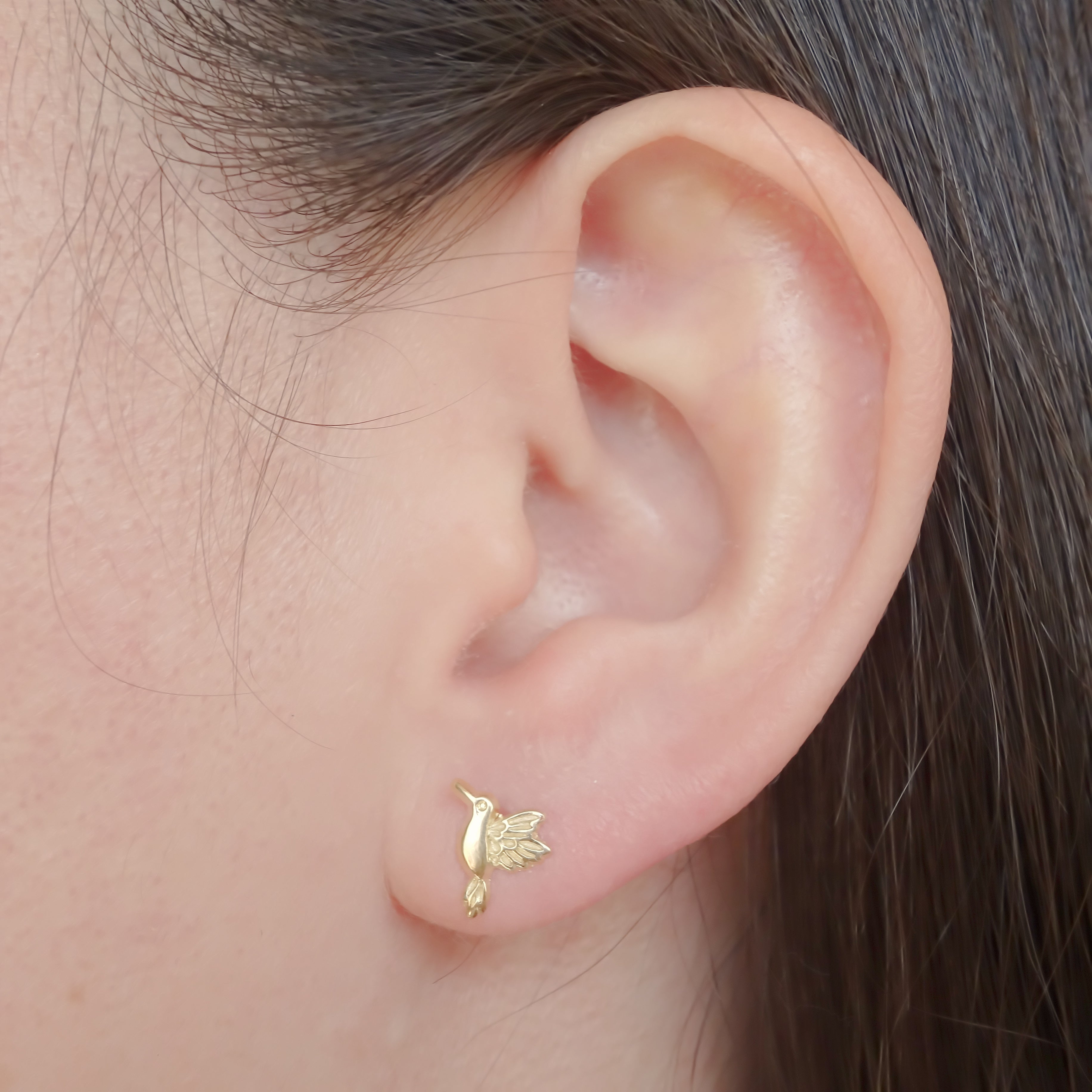 Amor Eterno - Broqueles Colibrí Fly Premium / Aretes Oro 10k