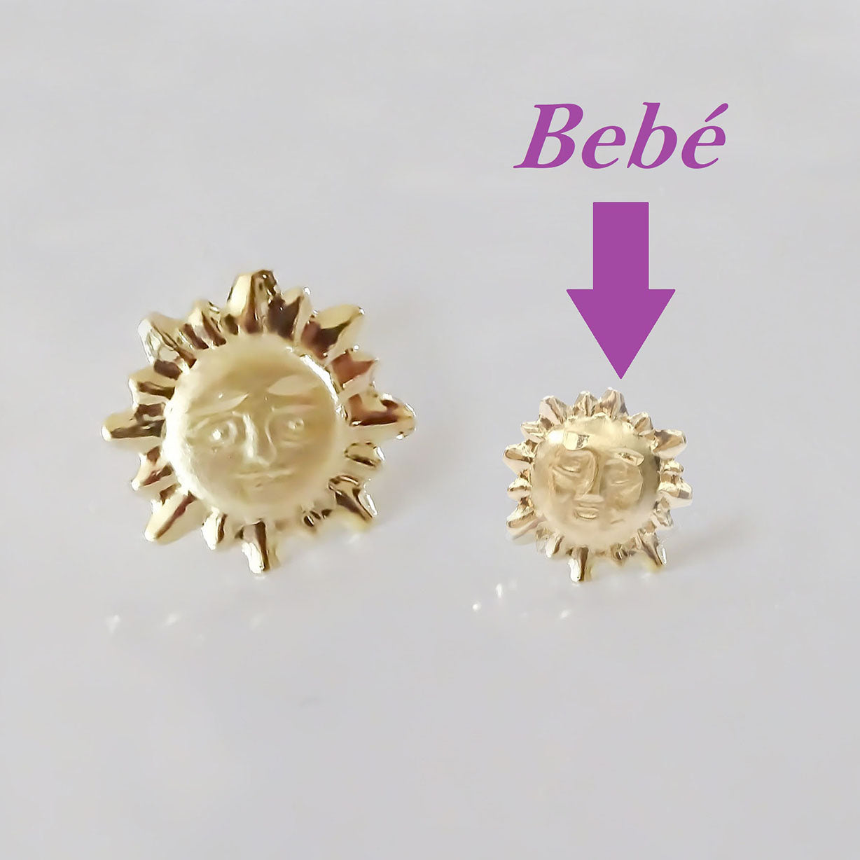 Amor Eterno - Broqueles / Aretes Sol Bebé / Oro 10k