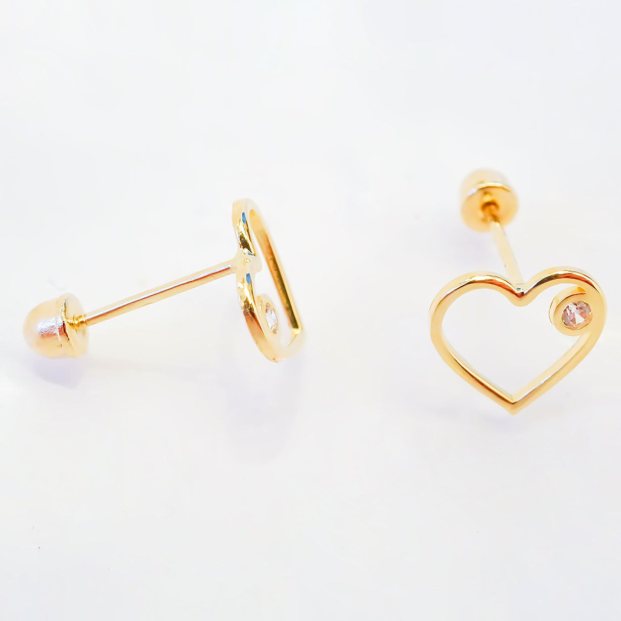 Amor Eterno - Broqueles / Corazón Silueta Diamante / Oro 10k