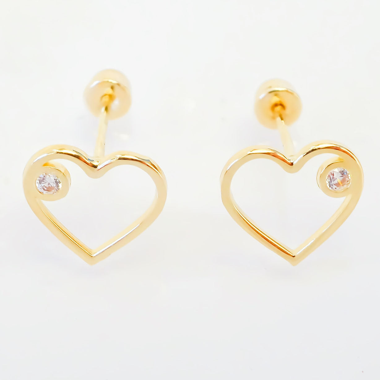 Amor Eterno - Broqueles / Corazón Silueta Diamante / Oro 10k