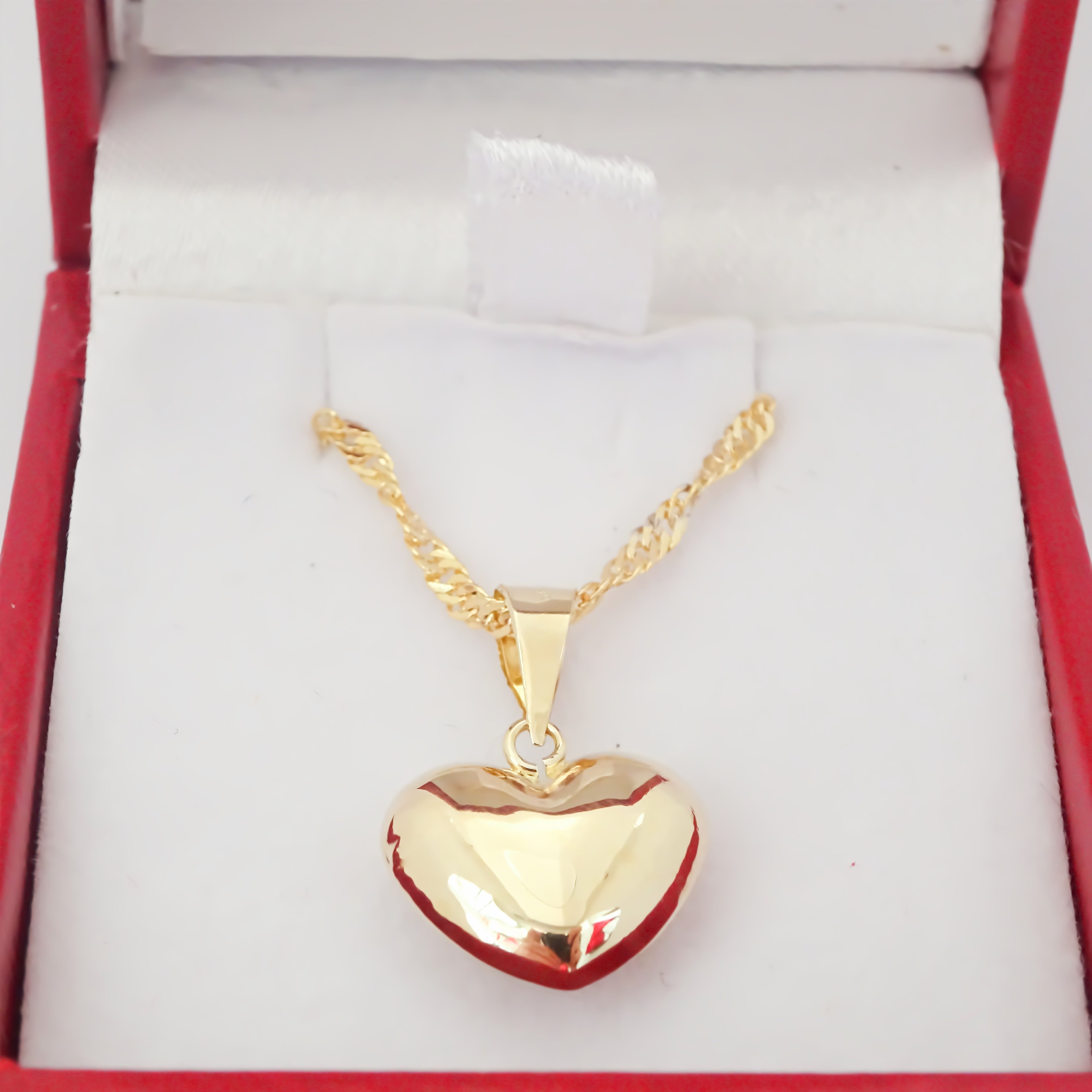 Amor Eterno - Dije Y Aretes Corazón Oro10k + Cadena Regalo