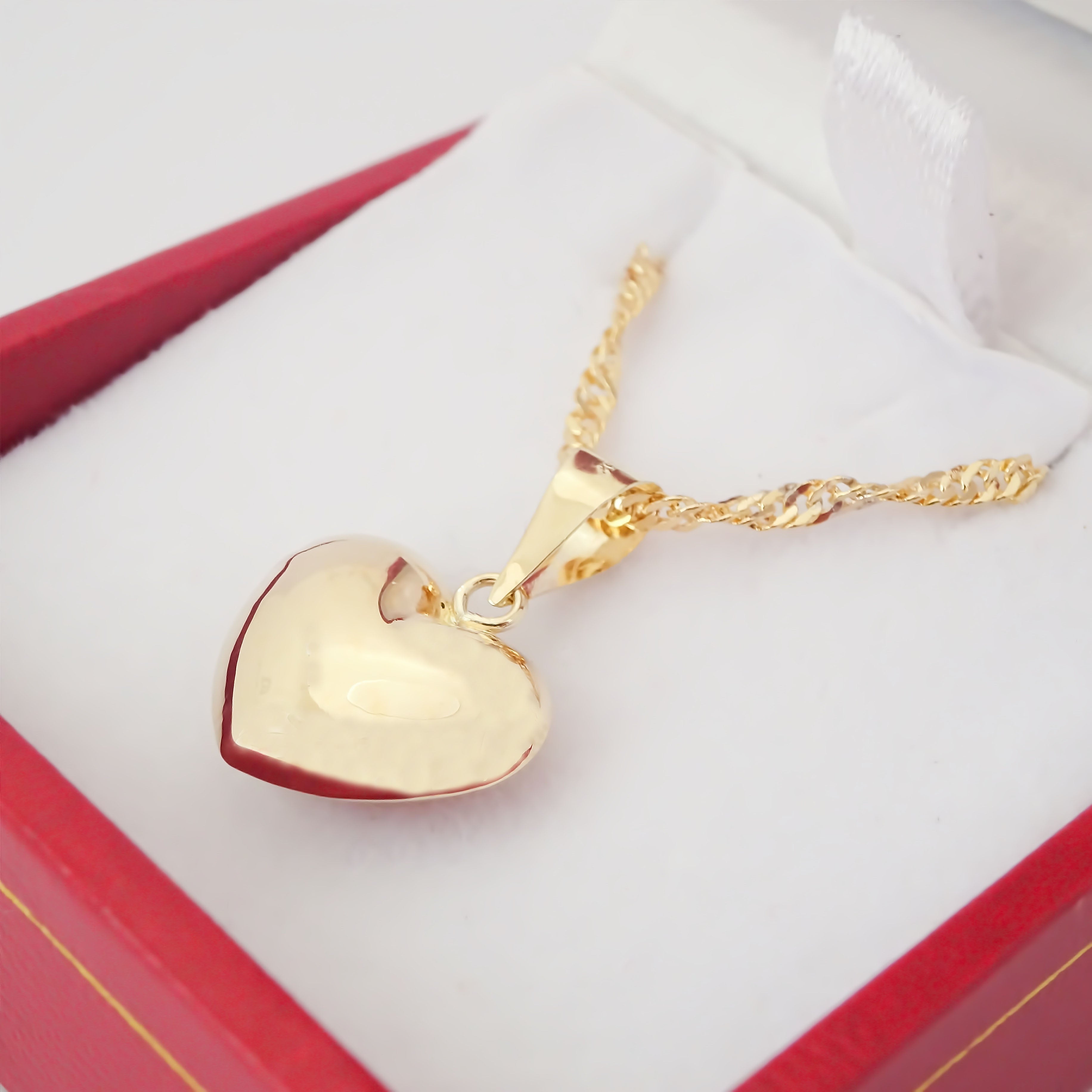 Amor Eterno - Dije Y Aretes Corazón Oro10k + Cadena Regalo