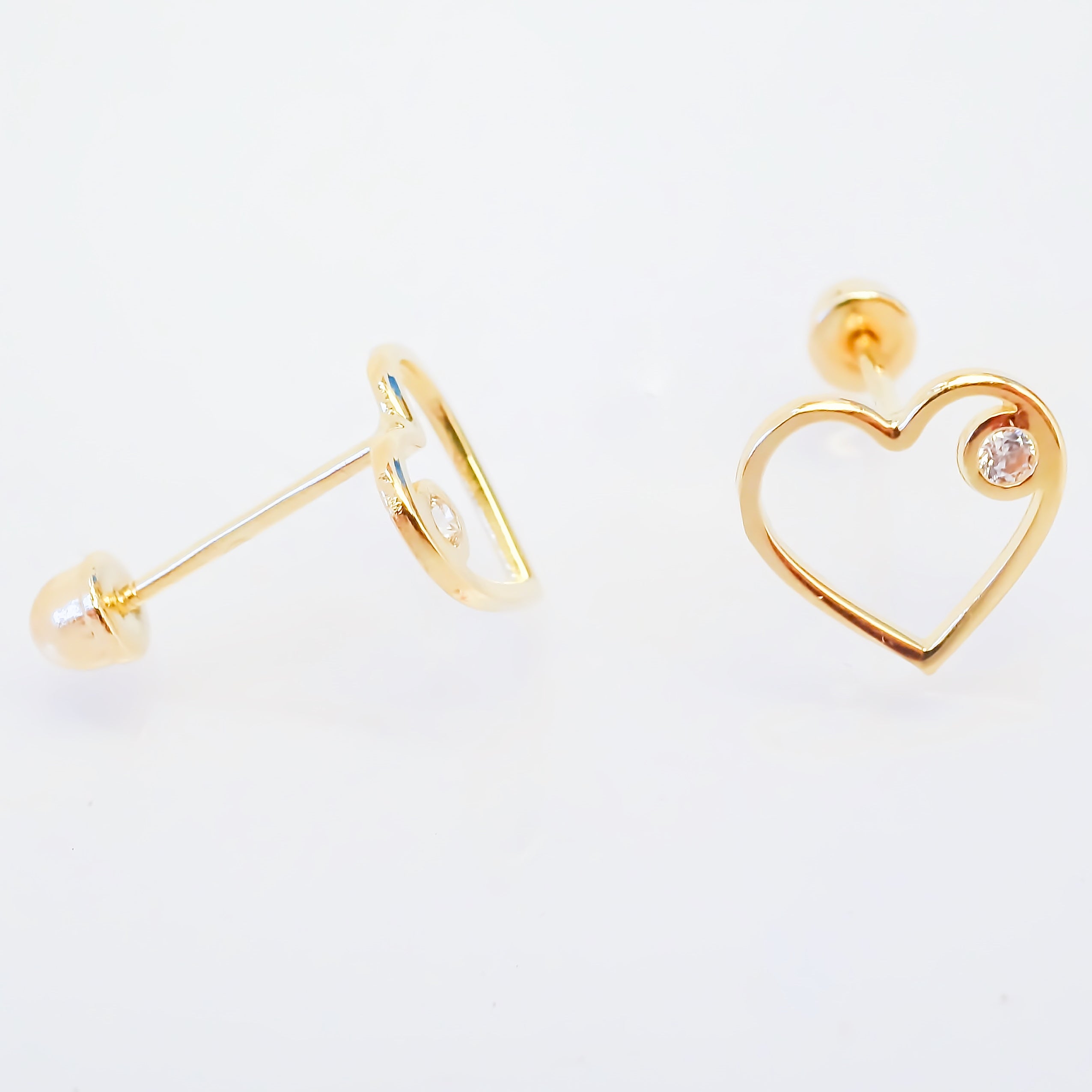 Amor Eterno - Broqueles / Corazón Silueta Diamante / Oro 10k