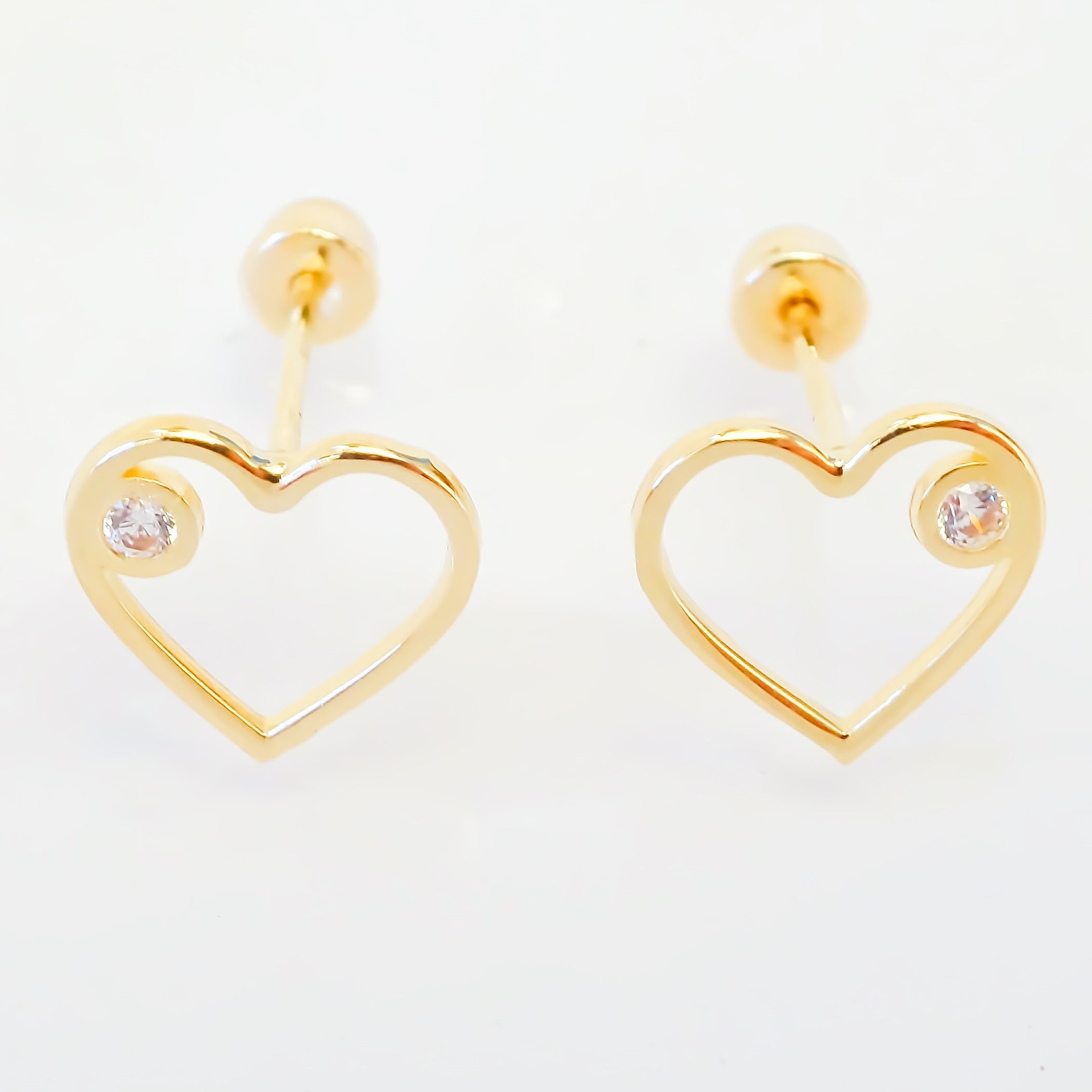 Amor Eterno - Broqueles / Corazón Silueta Diamante / Oro 10k