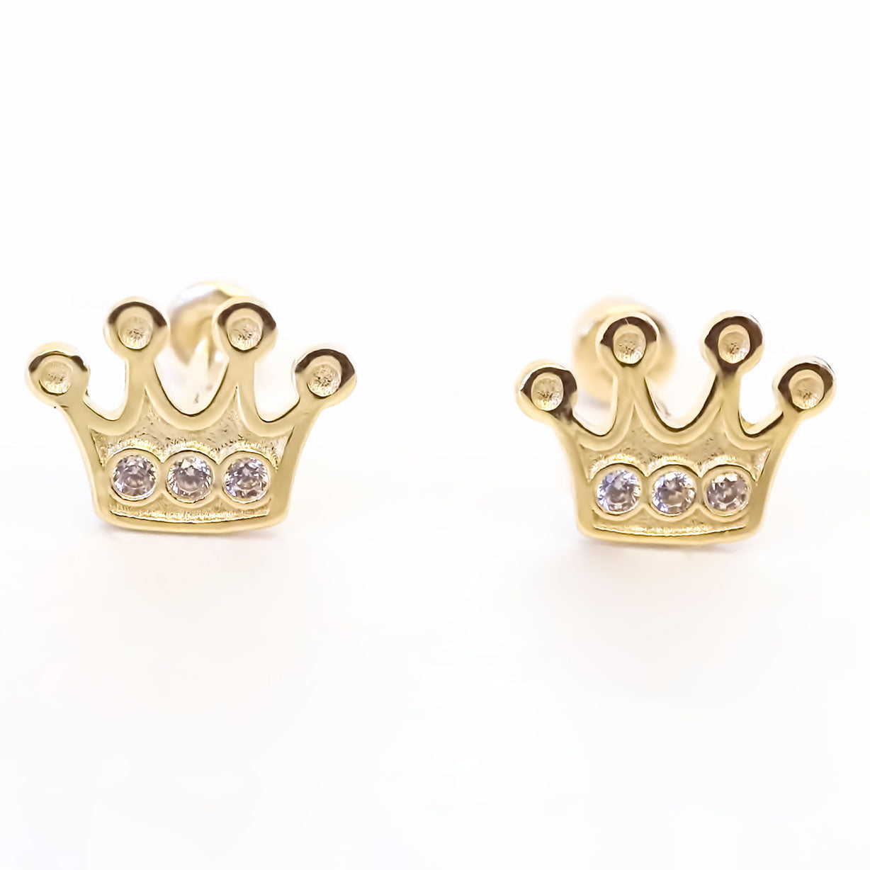 Amor Eterno - Broqueles Coronita / Aretes / Oro Sólido 10k