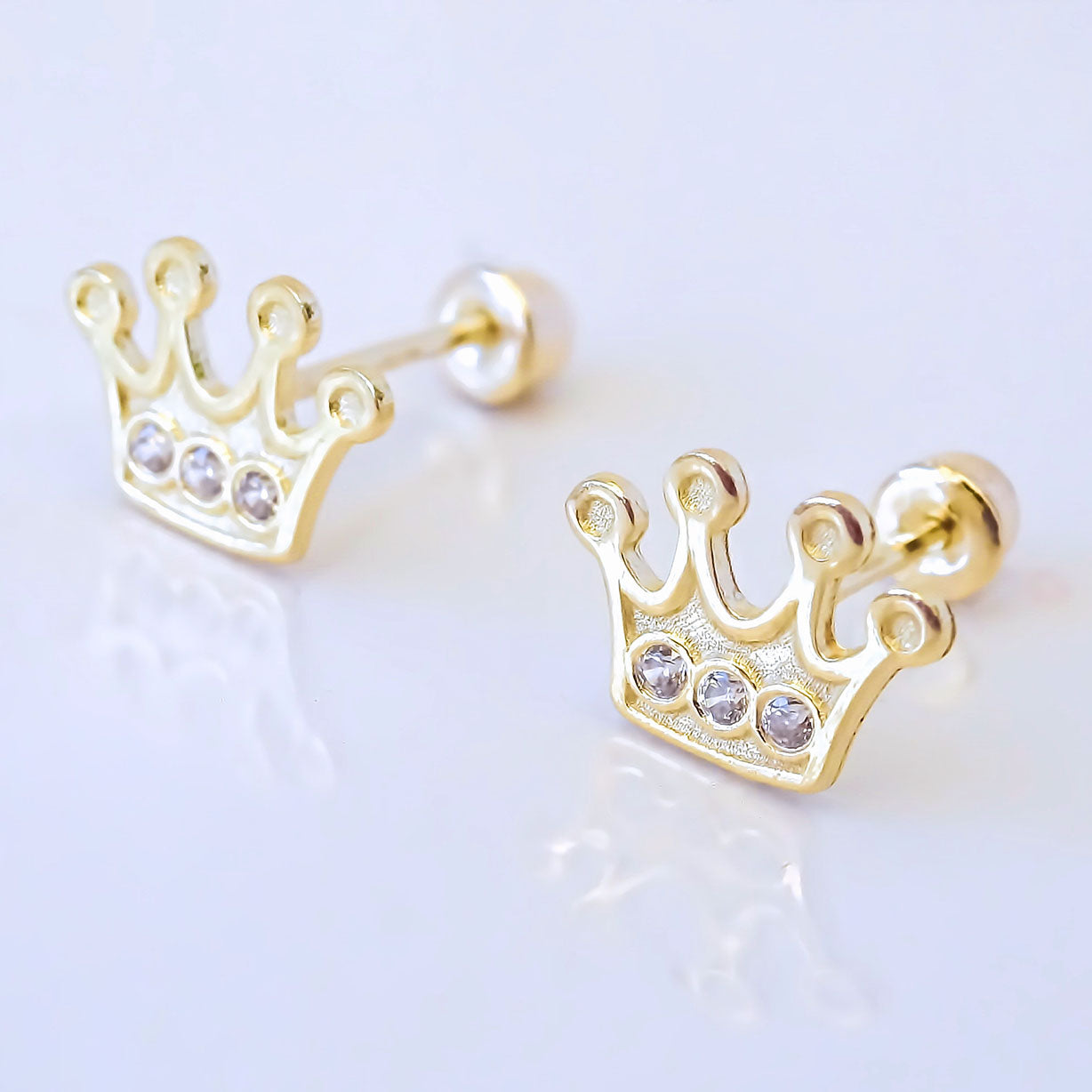 Amor Eterno - Broqueles Coronita / Aretes / Oro Sólido 10k