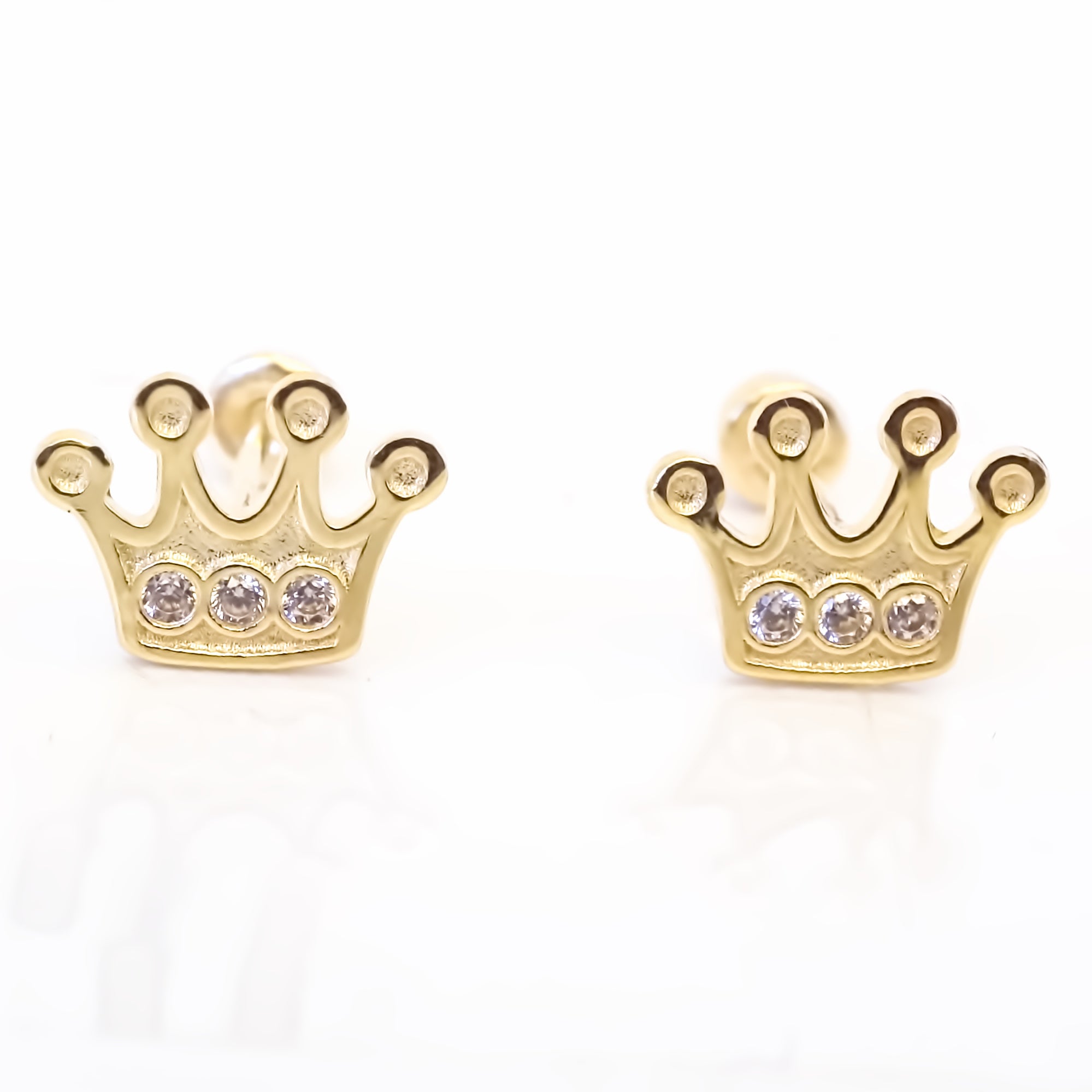Amor Eterno - Broqueles Coronita / Aretes / Oro Sólido 10k