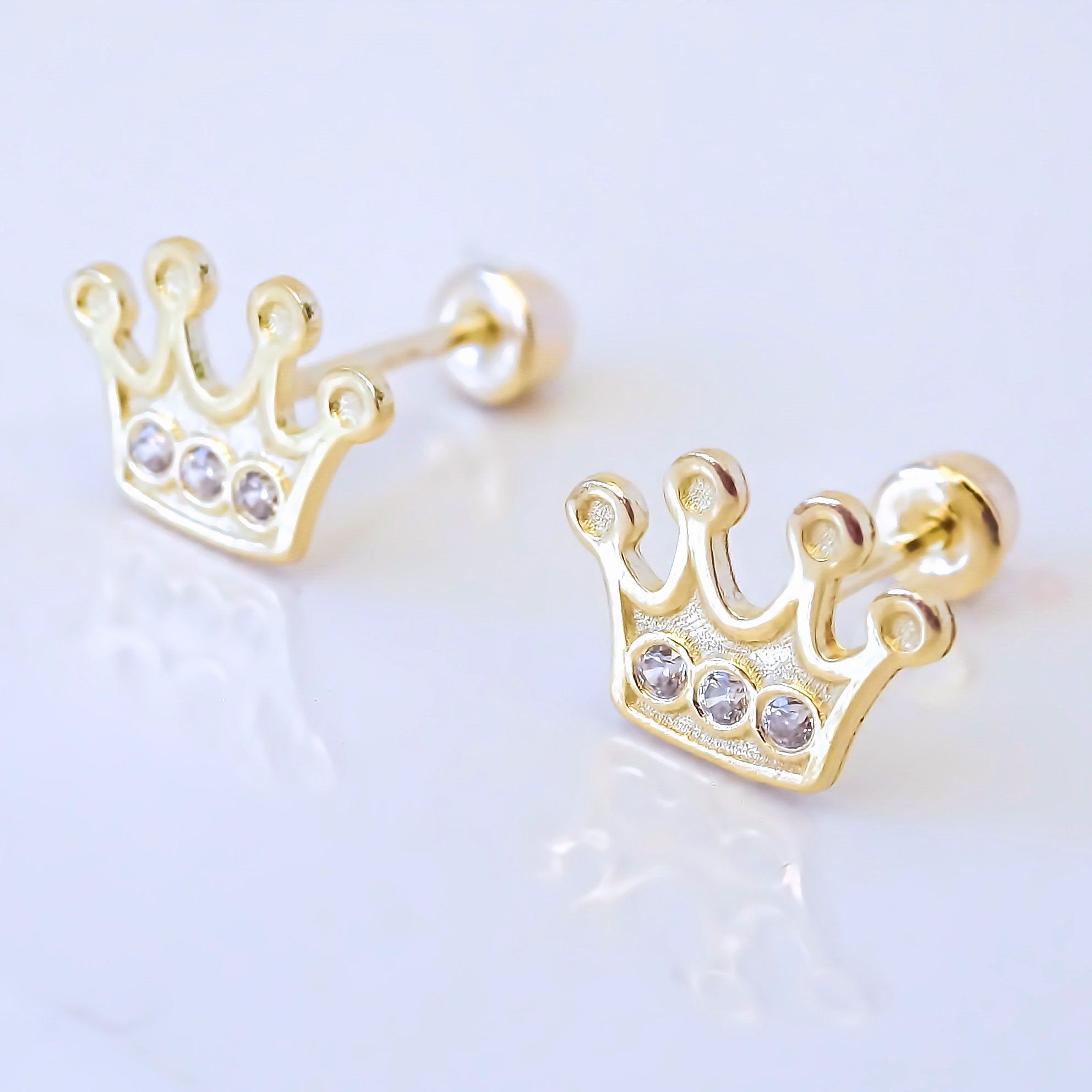 Amor Eterno - Broqueles Coronita / Aretes / Oro Sólido 10k