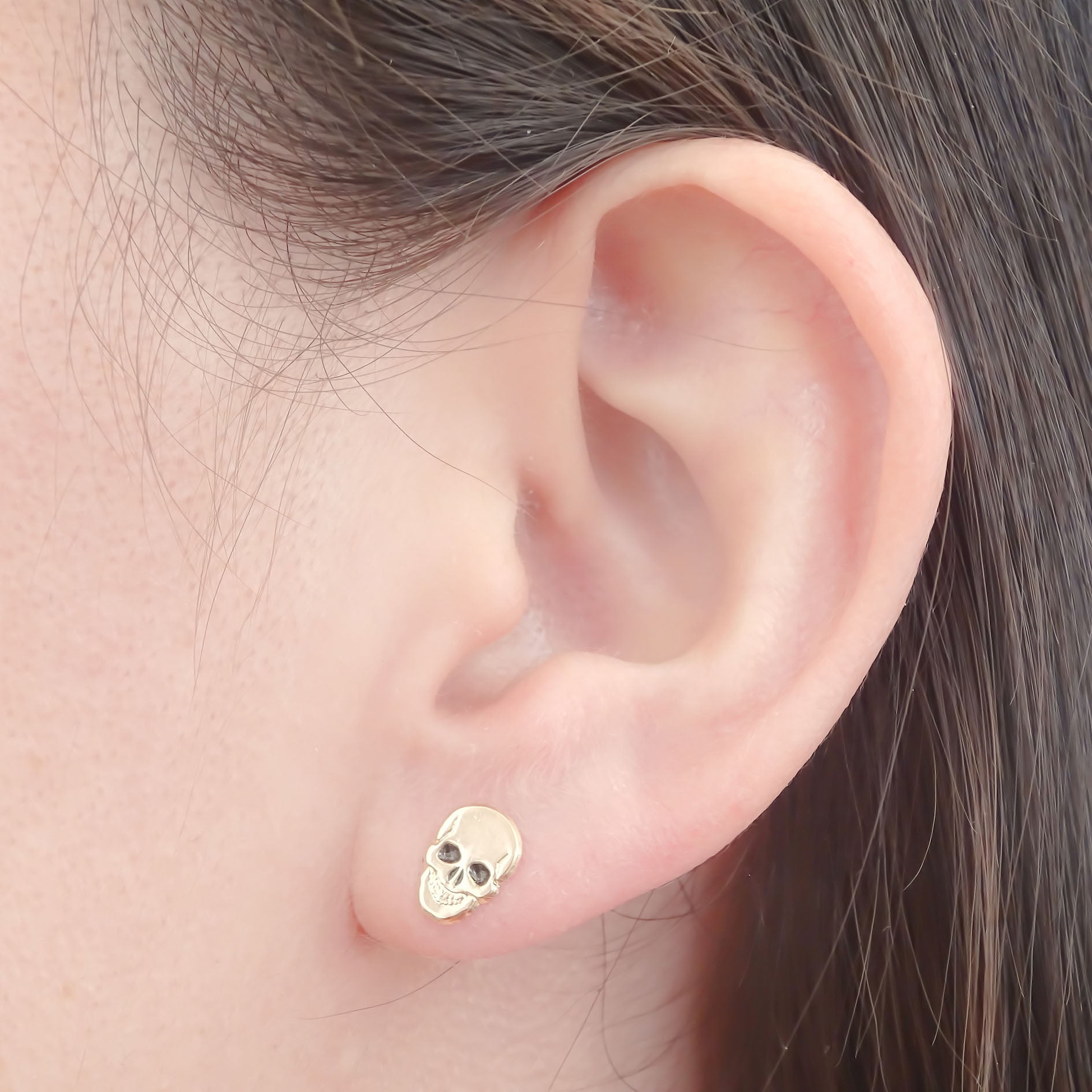 Amor Eterno - Broqueles Cráneo Calavera / Aretes / Oro 10k