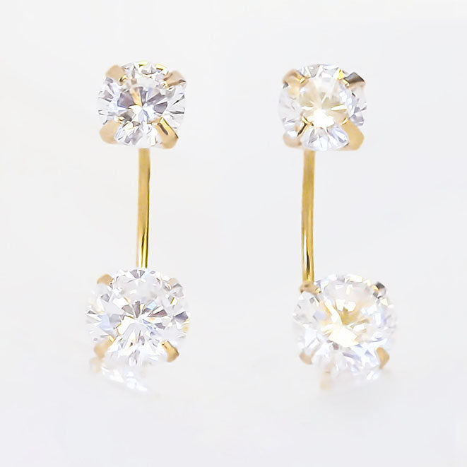 Amor Eterno - Broqueles Curvos / Aretes / Oro Sólido 10k / Piedras