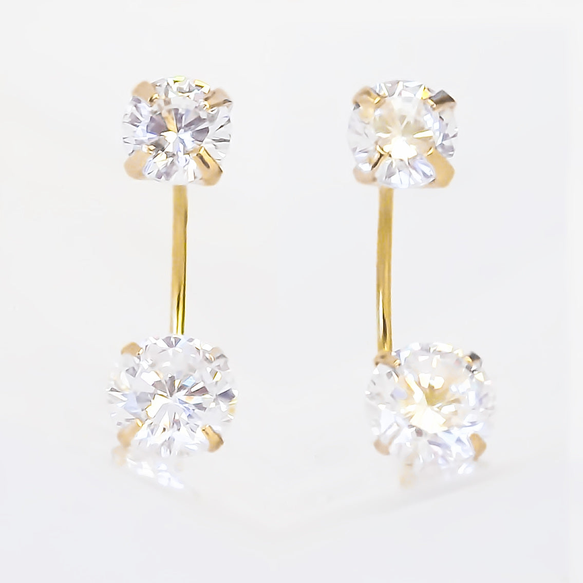 Amor Eterno - Broqueles Curvos / Aretes / Oro Sólido 10k / Piedras