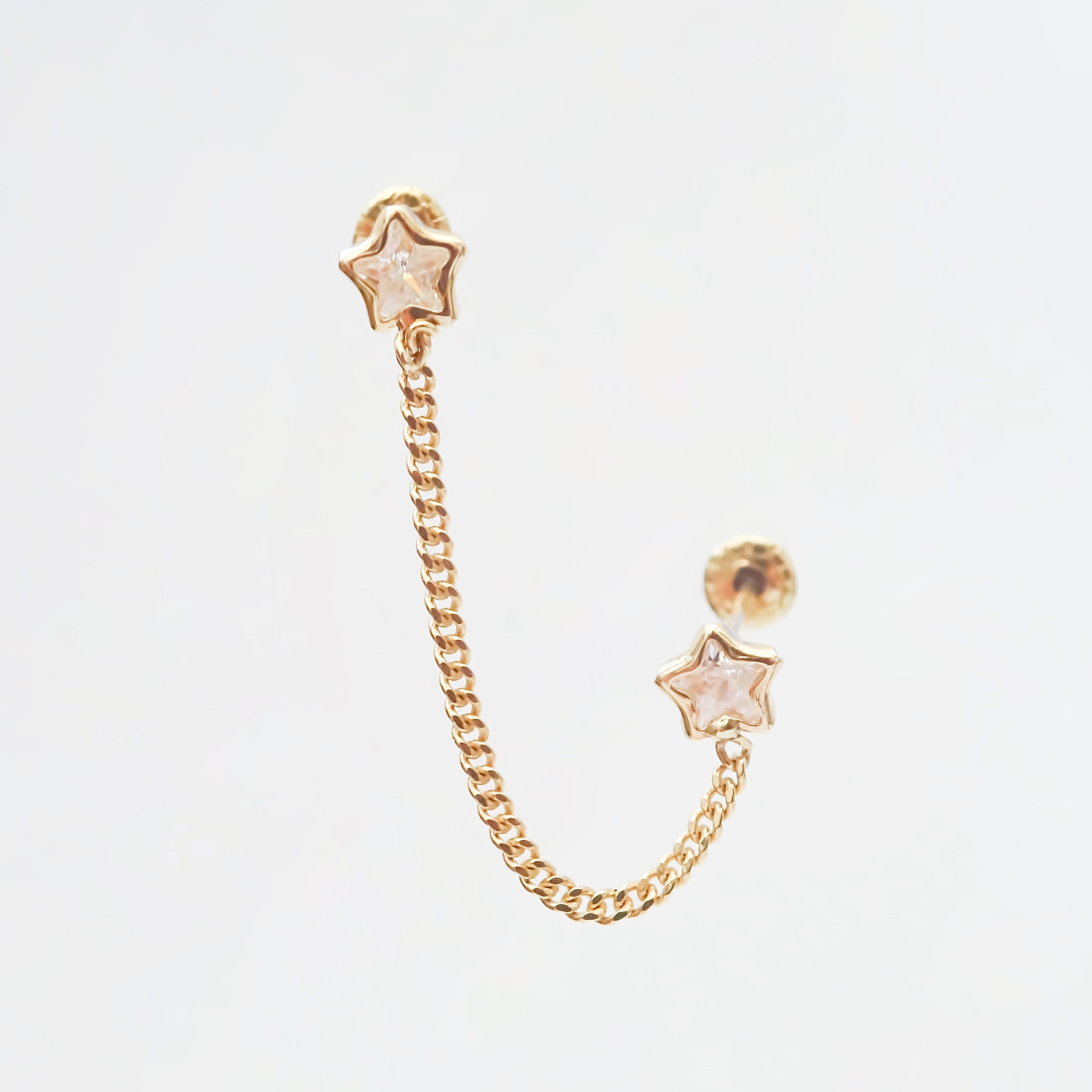 Amor Eterno - Estrella Bisel / Doble Perforación / Oro 10k