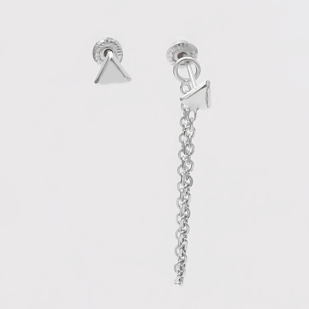 Amor Eterno - Triángulo Poder/ Doble Perforación / Oro 10k / Blanco