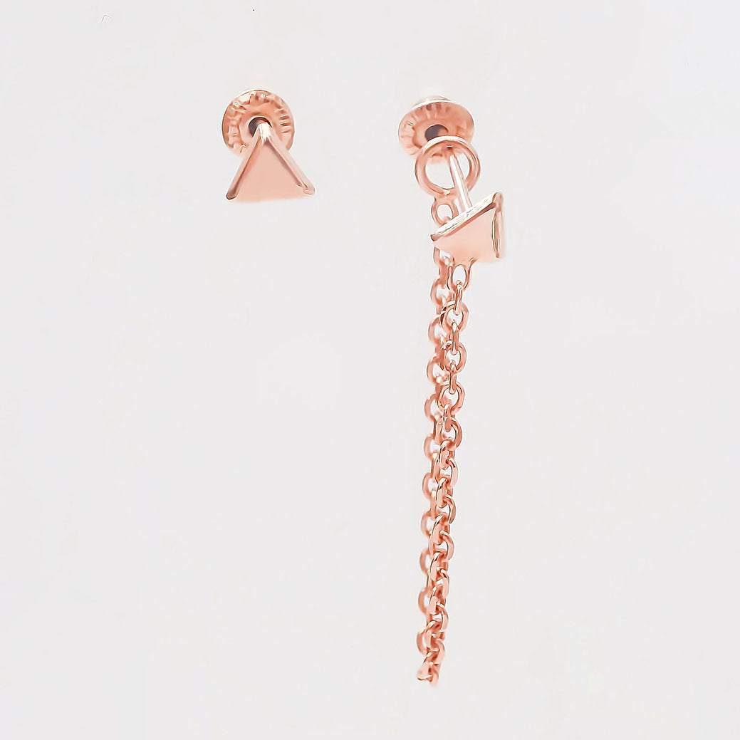 Amor Eterno - Triángulo Poder/ Doble Perforación / Oro 10k / Rosa