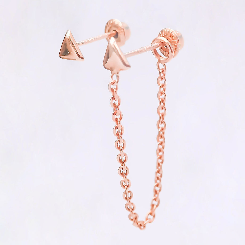 Amor Eterno - Triángulo Poder/ Doble Perforación / Oro 10k / Rosa