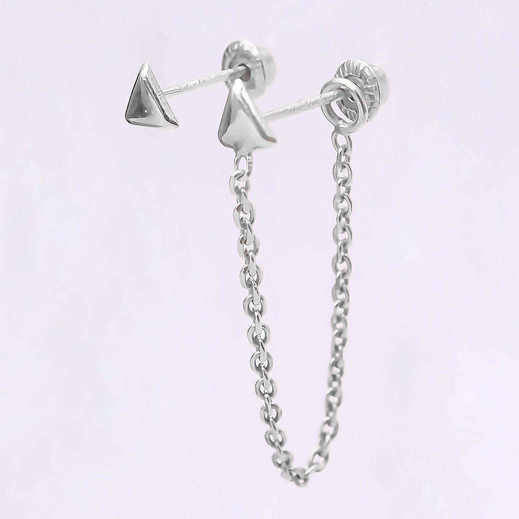 Amor Eterno - Triángulo Poder/ Doble Perforación / Oro 10k / Blanco