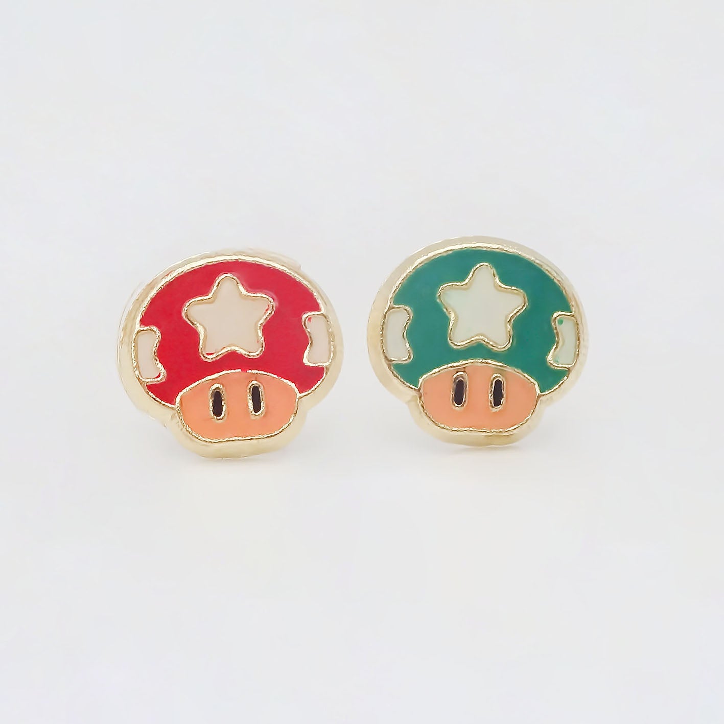 Amor Eterno - Broqueles Mario Bros / Aretes Oro 10k -Toad