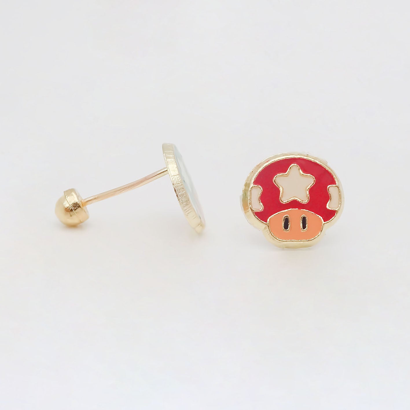Amor Eterno - Broqueles Mario Bros / Aretes Oro 10k -Toad