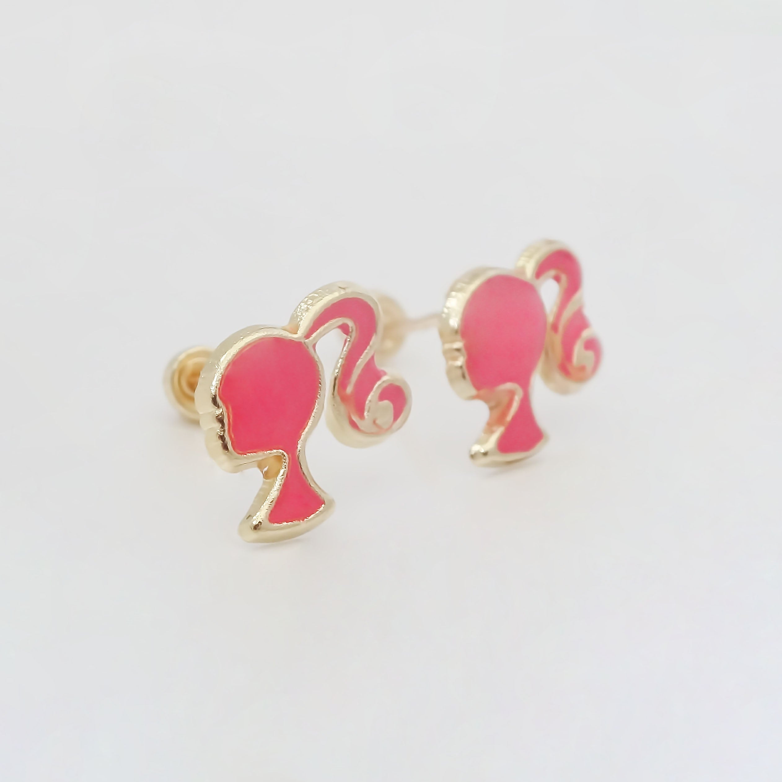 Amor Eterno - Broqueles Perfil Barbie / Aretes Oro 10k