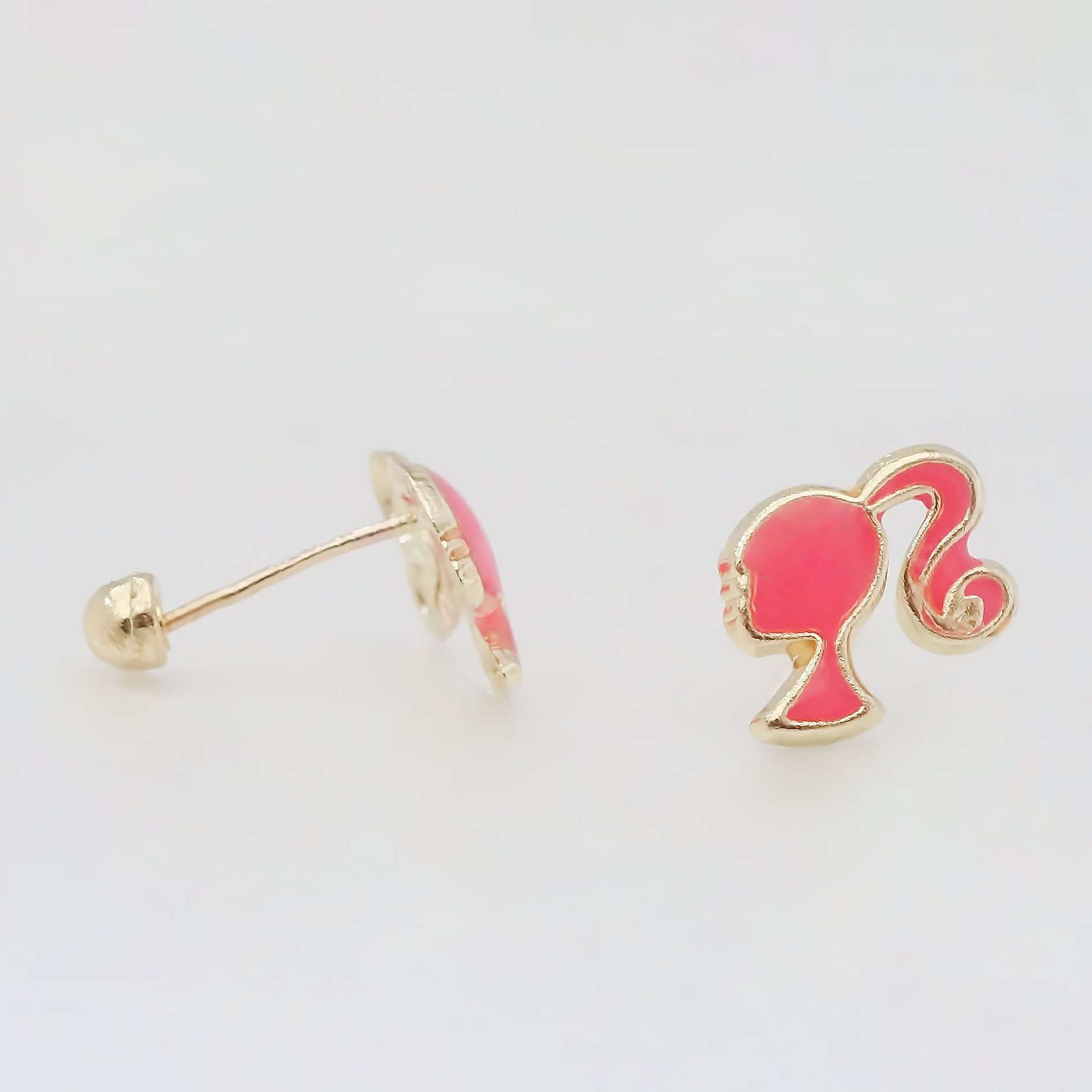 Amor Eterno - Broqueles Perfil Barbie / Aretes Oro 10k
