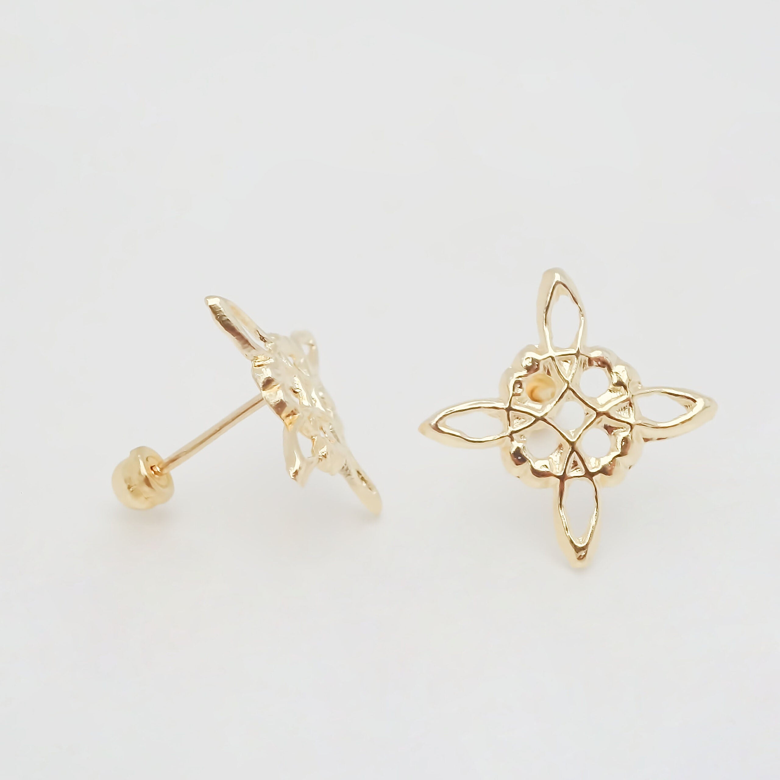 Amor Eterno - Broqueles Nudo Bruja / Aretes Oro Sólido 10k
