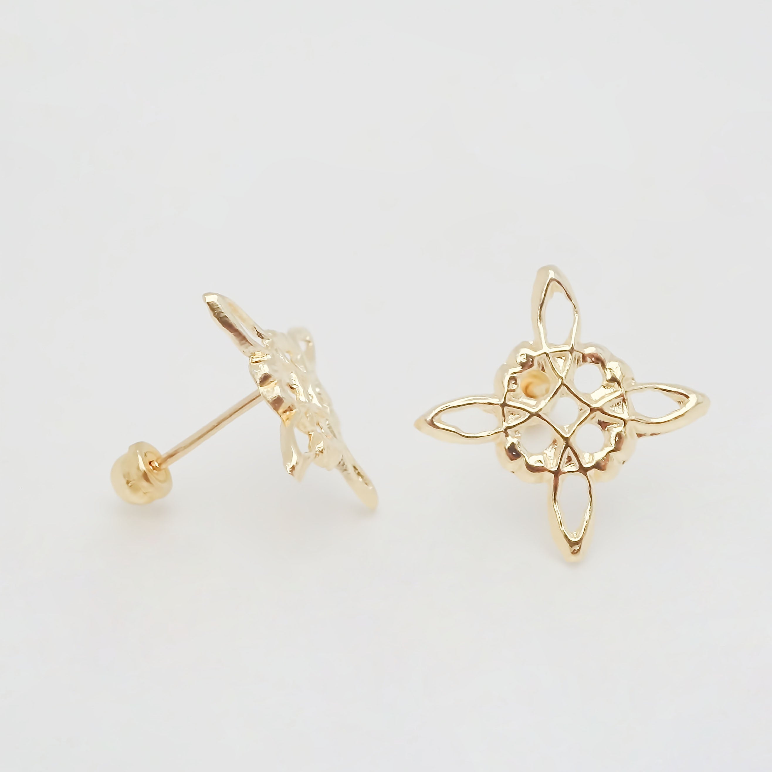 Amor Eterno - Broqueles Nudo Bruja / Aretes Oro Sólido 10k