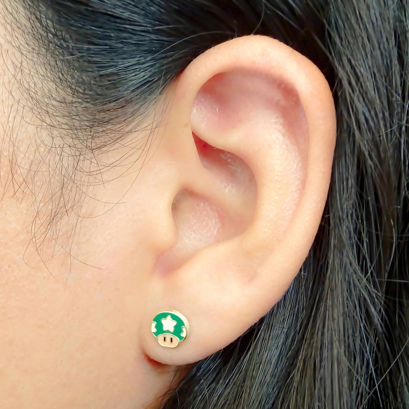 Amor Eterno - Broqueles Mario Bros / Aretes Oro 10k -Toad