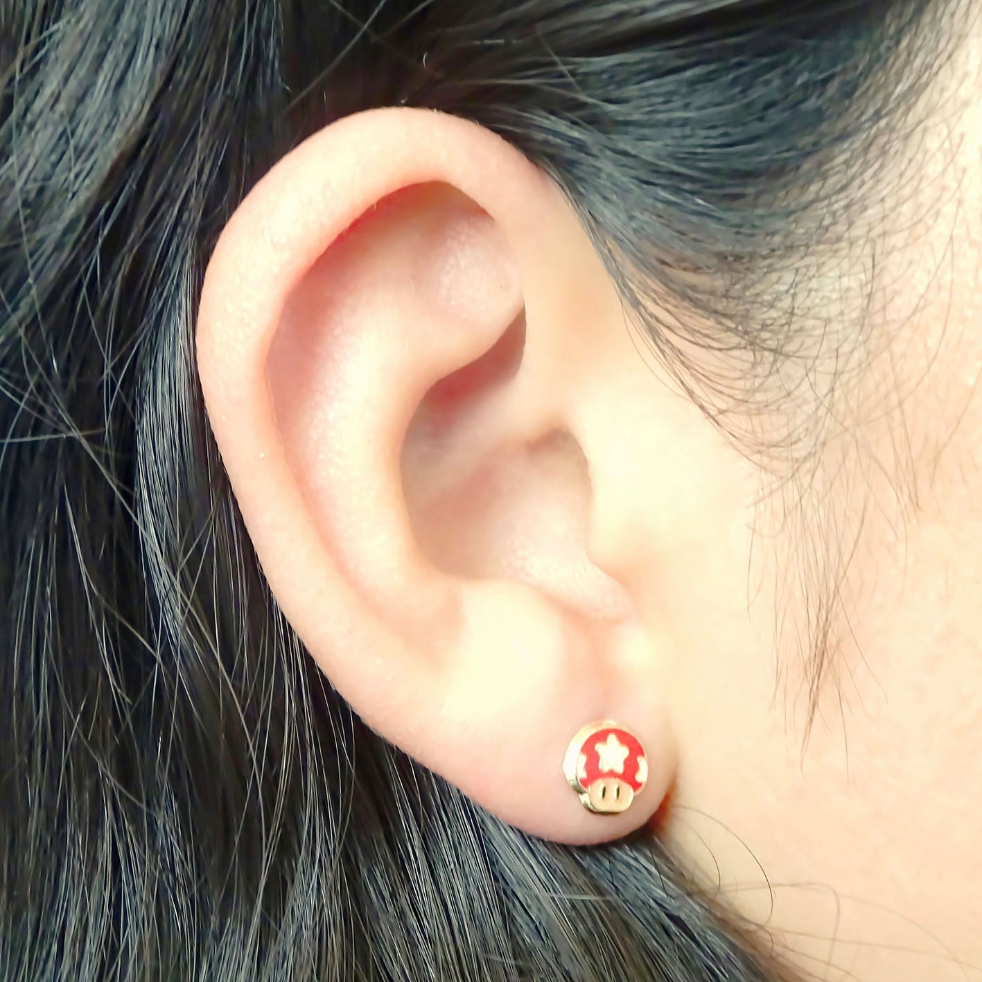 Amor Eterno - Broqueles Mario Bros / Aretes Oro 10k -Toad