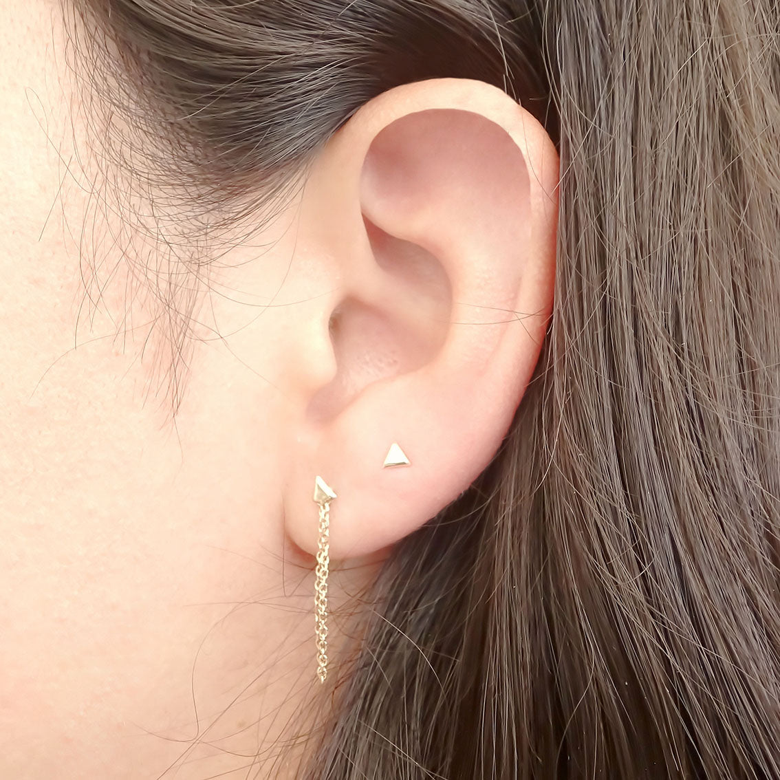 Amor Eterno - Triángulo Poder/ Doble Perforación / Oro 10k / Amarillo