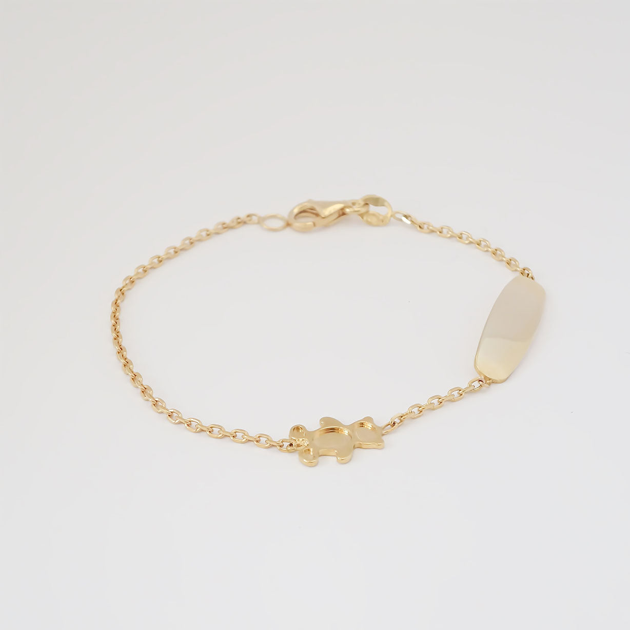 Amor Eterno - Esclava Pulsera Niña / Infantil Oro 10k Sólido / Osito