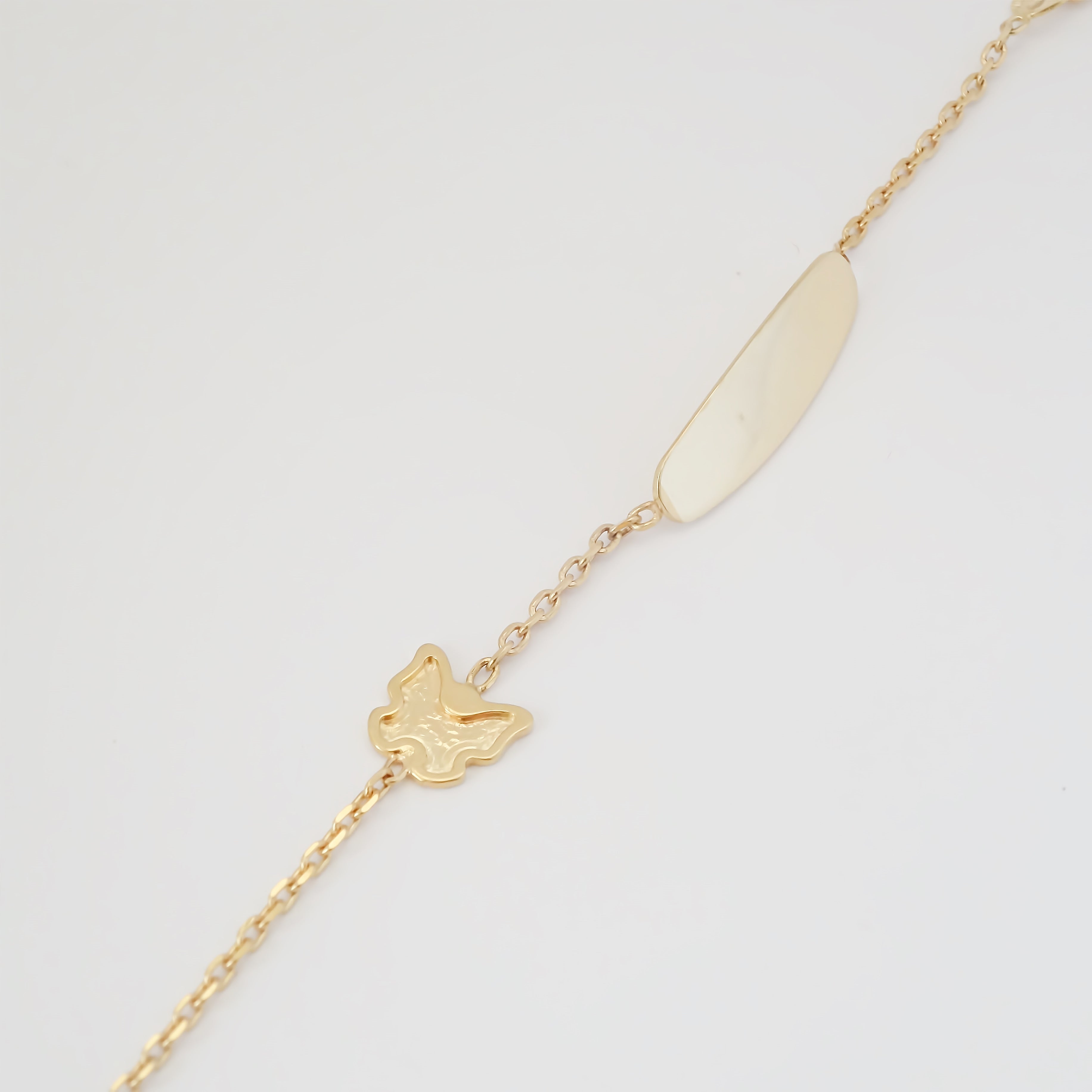 Amor Eterno - Esclava Pulsera Niña / Infantil Oro 10k Sólido / Mariposa