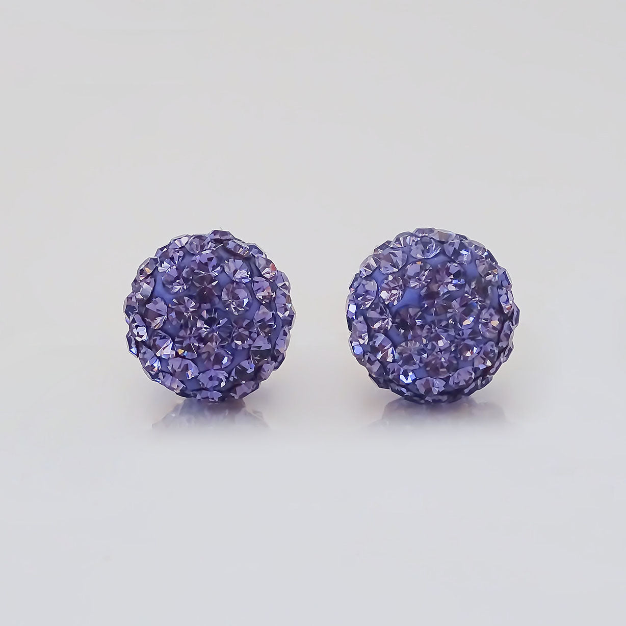 Amor Eterno - Broqueles Esferas Grandes / Aretes / Oro 10k / Morado