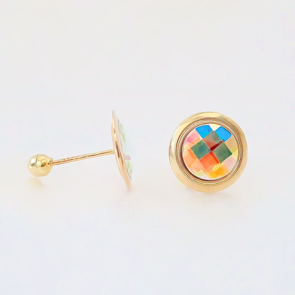 Amor Eterno - Broqueles Reflection Tornasol / Aretes Oro 10k