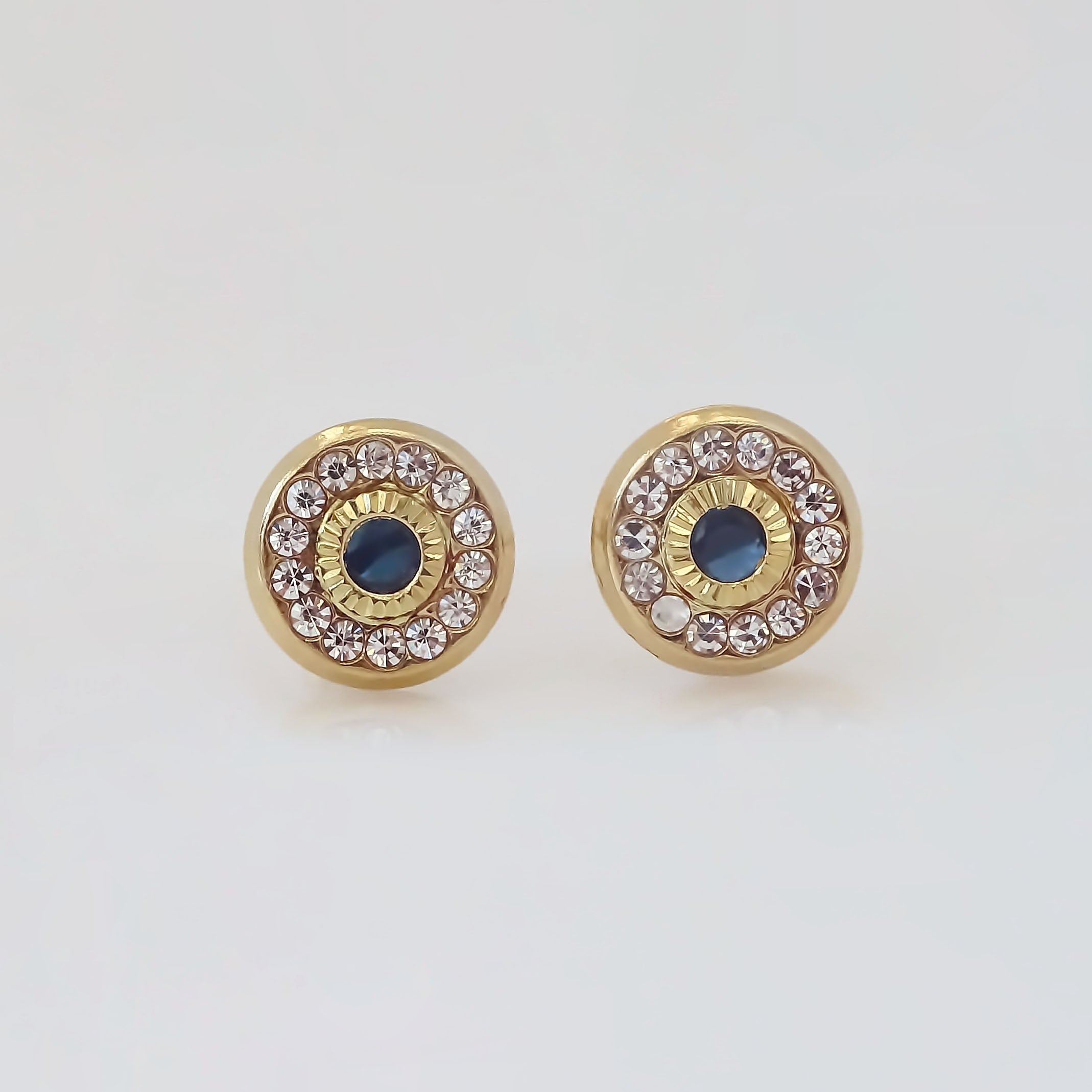 Amor Eterno - Broqueles Bisel Con Aro / Aretes Oro 10k